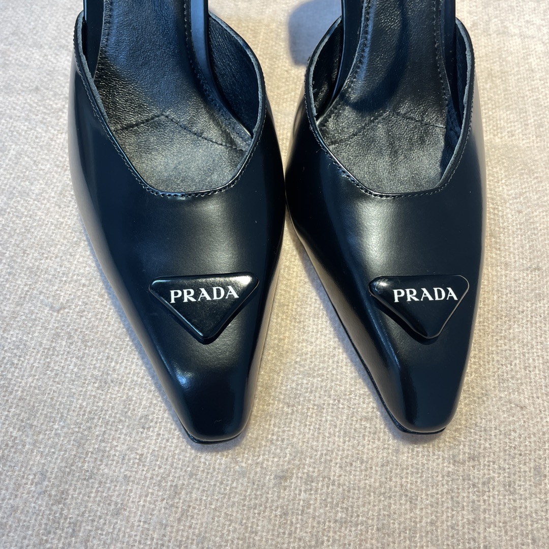 Prada Brushed Pumps Black For Women 3.7 in/ 9.5cm 1I982M_055_F0002_F_A095