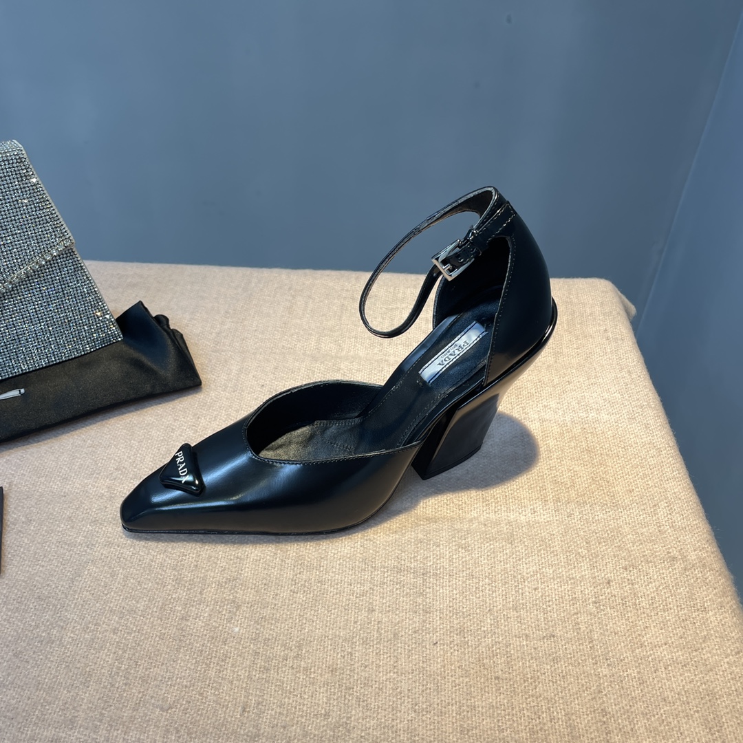 Prada Brushed Pumps Black For Women 3.7 in/ 9.5cm 1I982M_055_F0002_F_A095