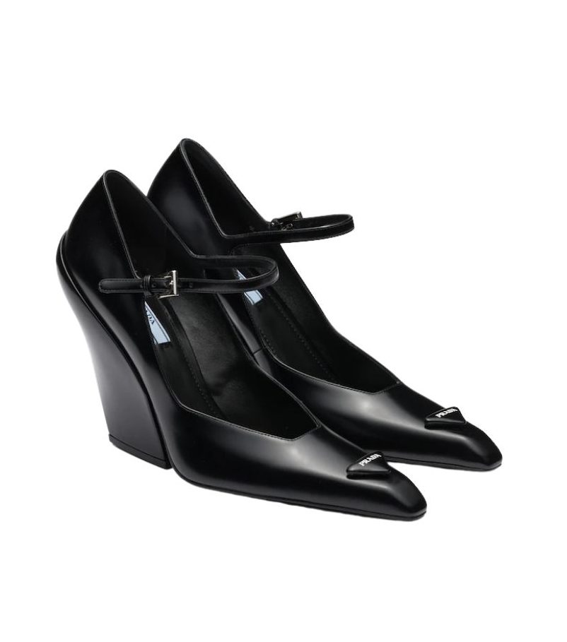 Prada Brushed Pumps Black For Women 3.7 in/ 9.5cm 1I982M_055_F0002_F_A095