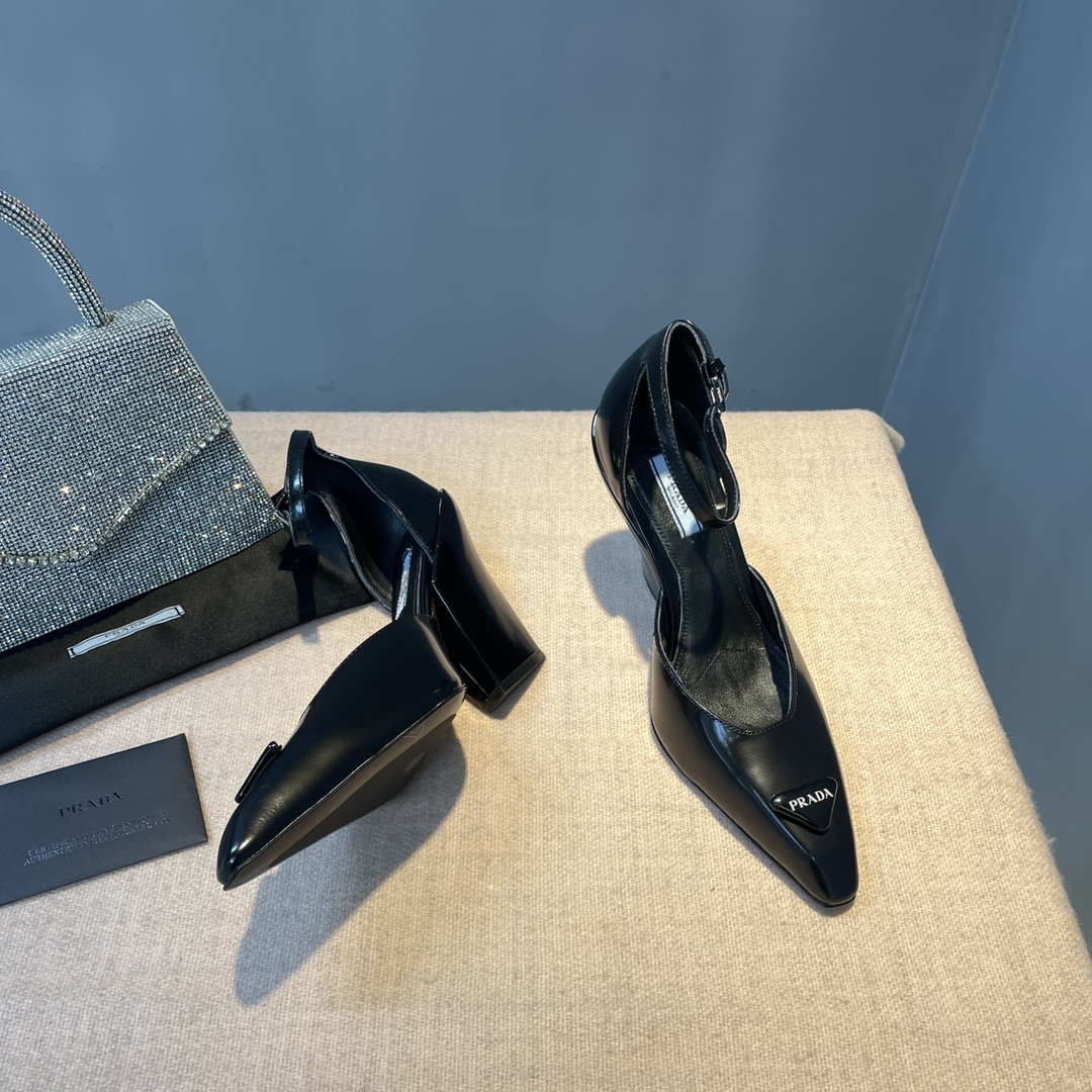Prada Brushed Pumps Black For Women 3.7 in/ 9.5cm 1I982M_055_F0002_F_A095