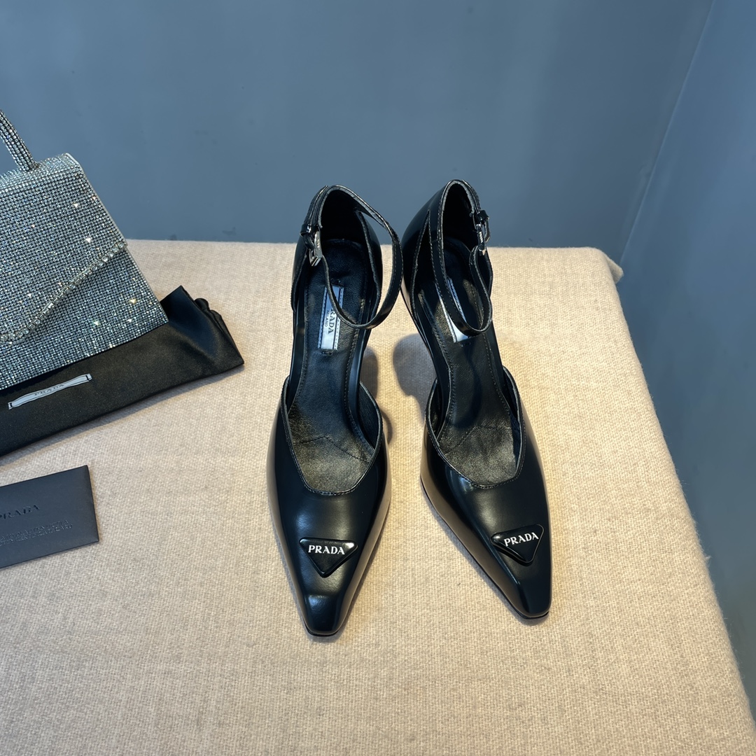Prada Brushed Pumps Black For Women 3.7 in/ 9.5cm 1I982M_055_F0002_F_A095