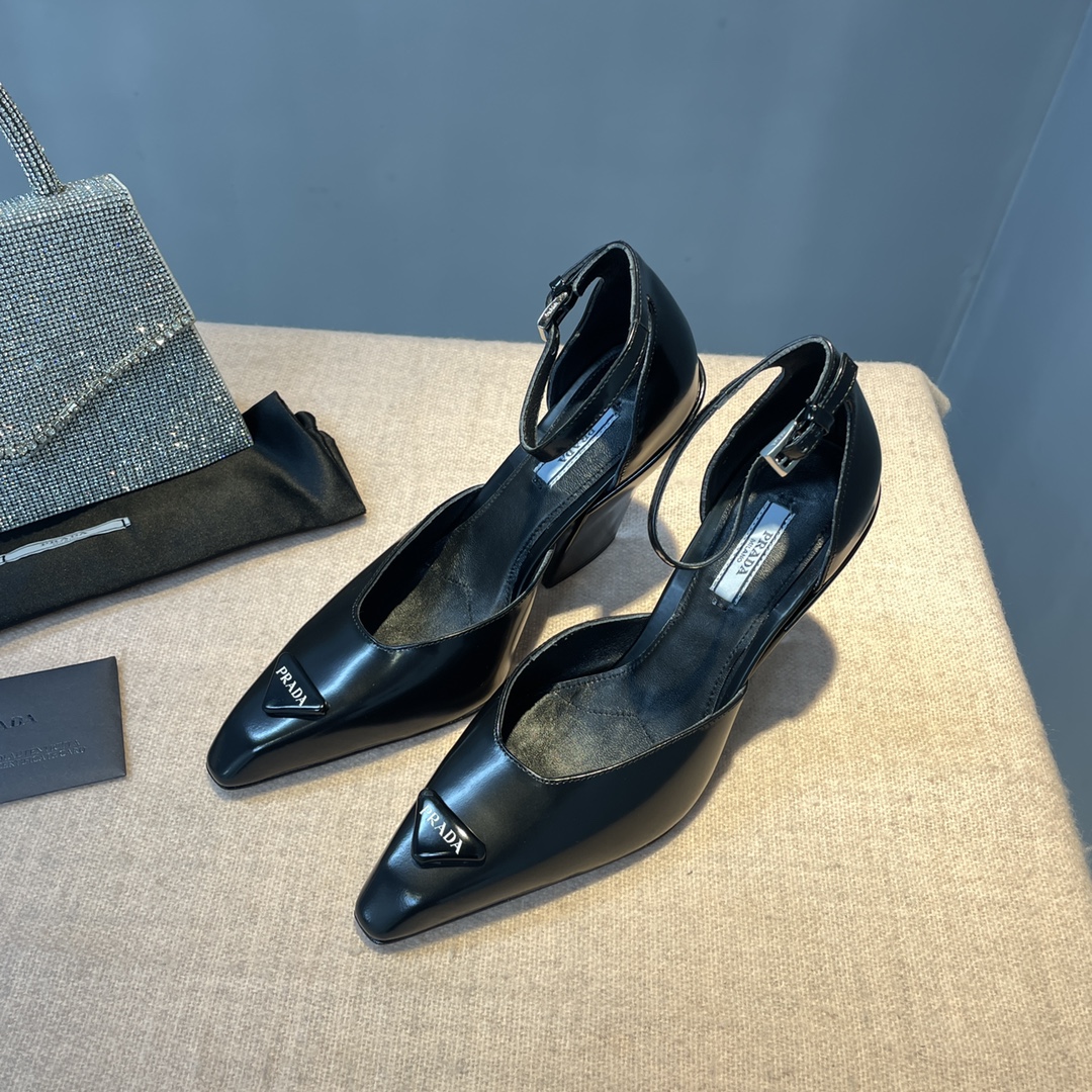 Prada Brushed Pumps Black For Women 3.7 in/ 9.5cm 1I982M_055_F0002_F_A095