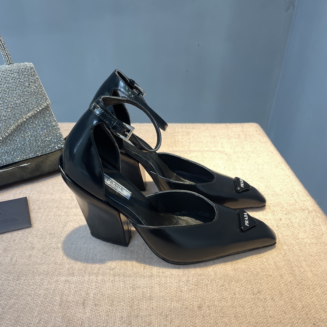 Prada Brushed Pumps Black For Women 3.7 in/ 9.5cm 1I982M_055_F0002_F_A095