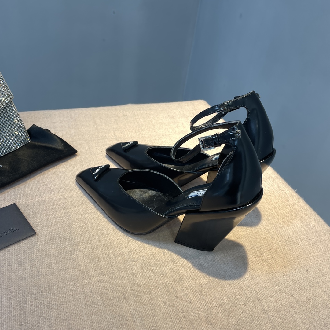 Prada Brushed Pumps Black For Women 3.7 in/ 9.5cm 1I982M_055_F0002_F_A095