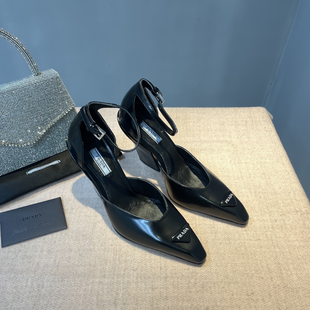 Prada Brushed Pumps Black For Women 3.7 in/ 9.5cm 1I982M_055_F0002_F_A095
