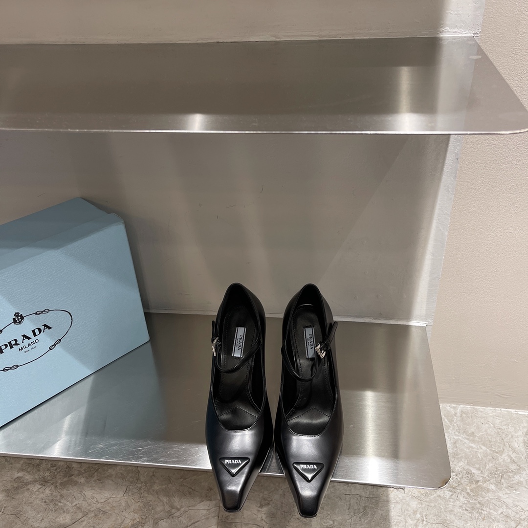 Prada Brushed Pumps Black For Women 3.7in/95mm PRD 1I982M_055_F0002_F_A095