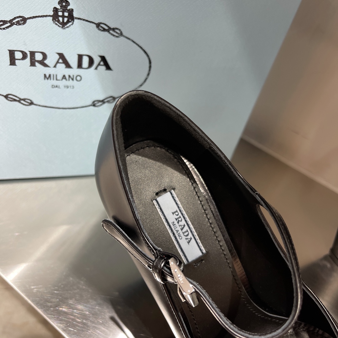 Prada Brushed Pumps Black For Women 3.7in/95mm PRD 1I982M_055_F0002_F_A095