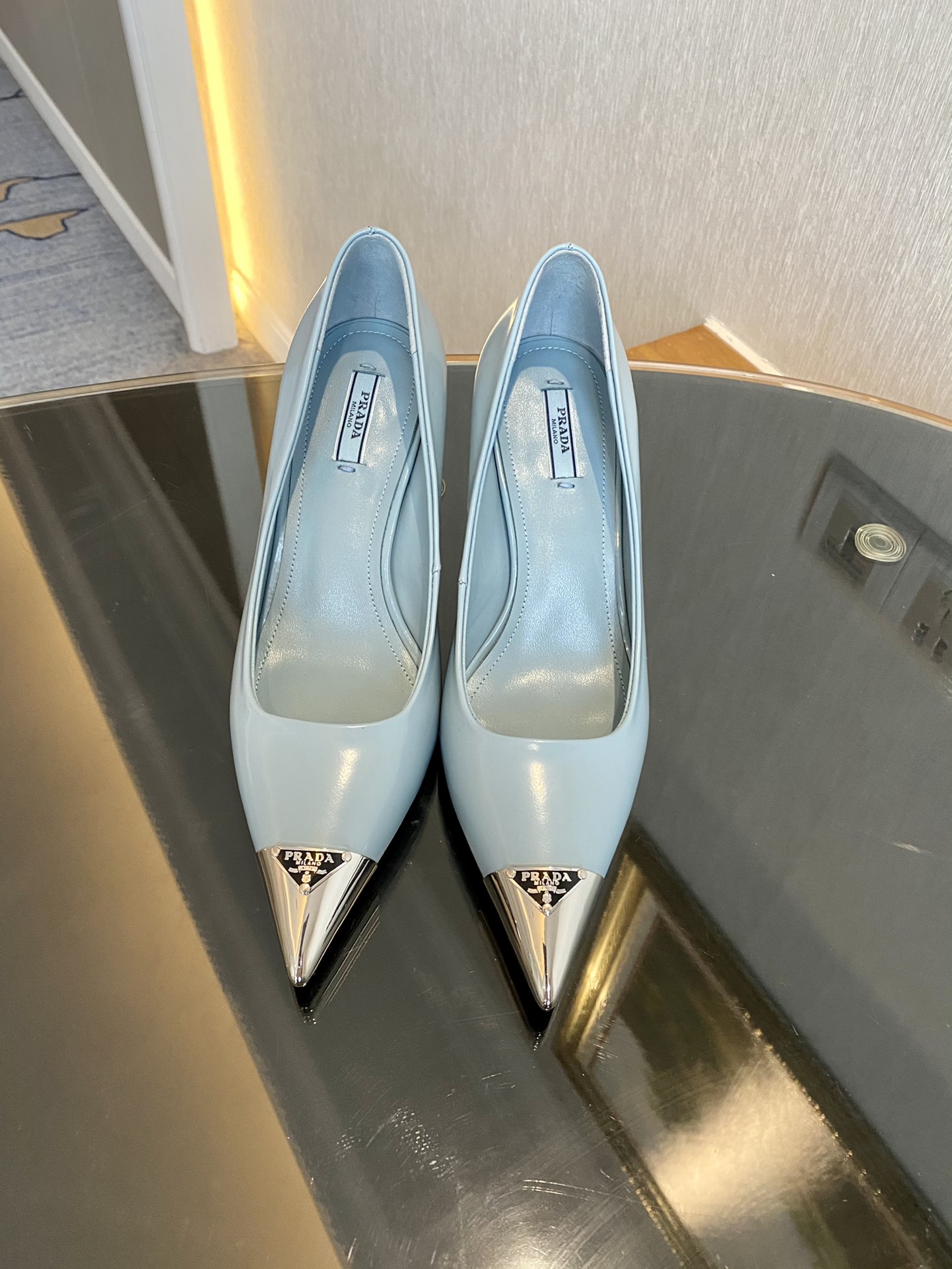 Prada Brushed Pumps Blue For Women 2.9in/75mm PRD