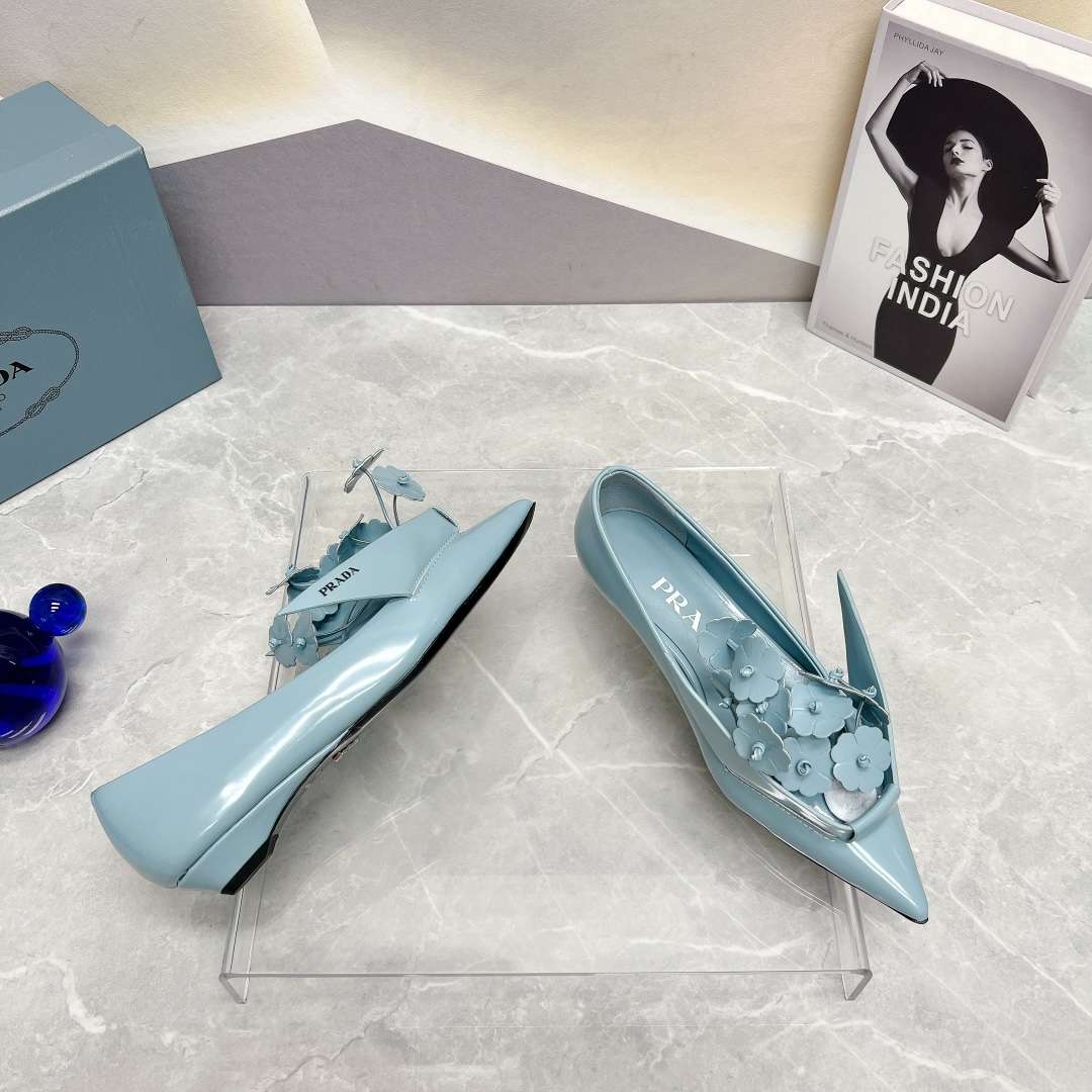 Prada Brushed Pumps Blue For Women