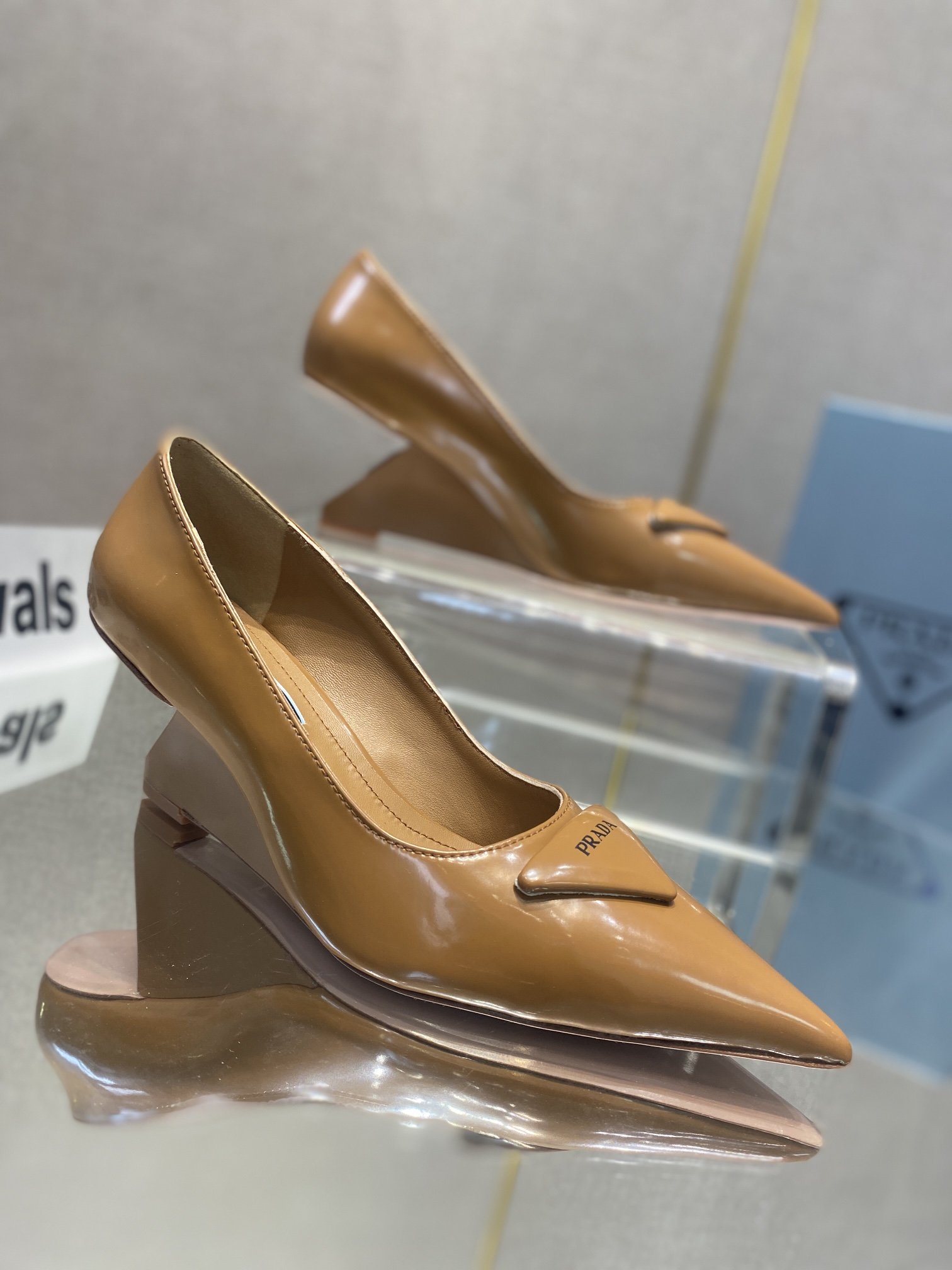 Prada Brushed Pumps Brown For Women 2.6in/65mm PRD