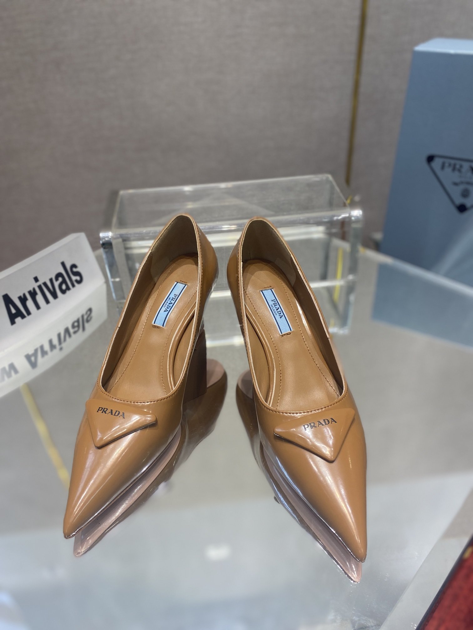 Prada Brushed Pumps Brown For Women 2.6in/65mm PRD