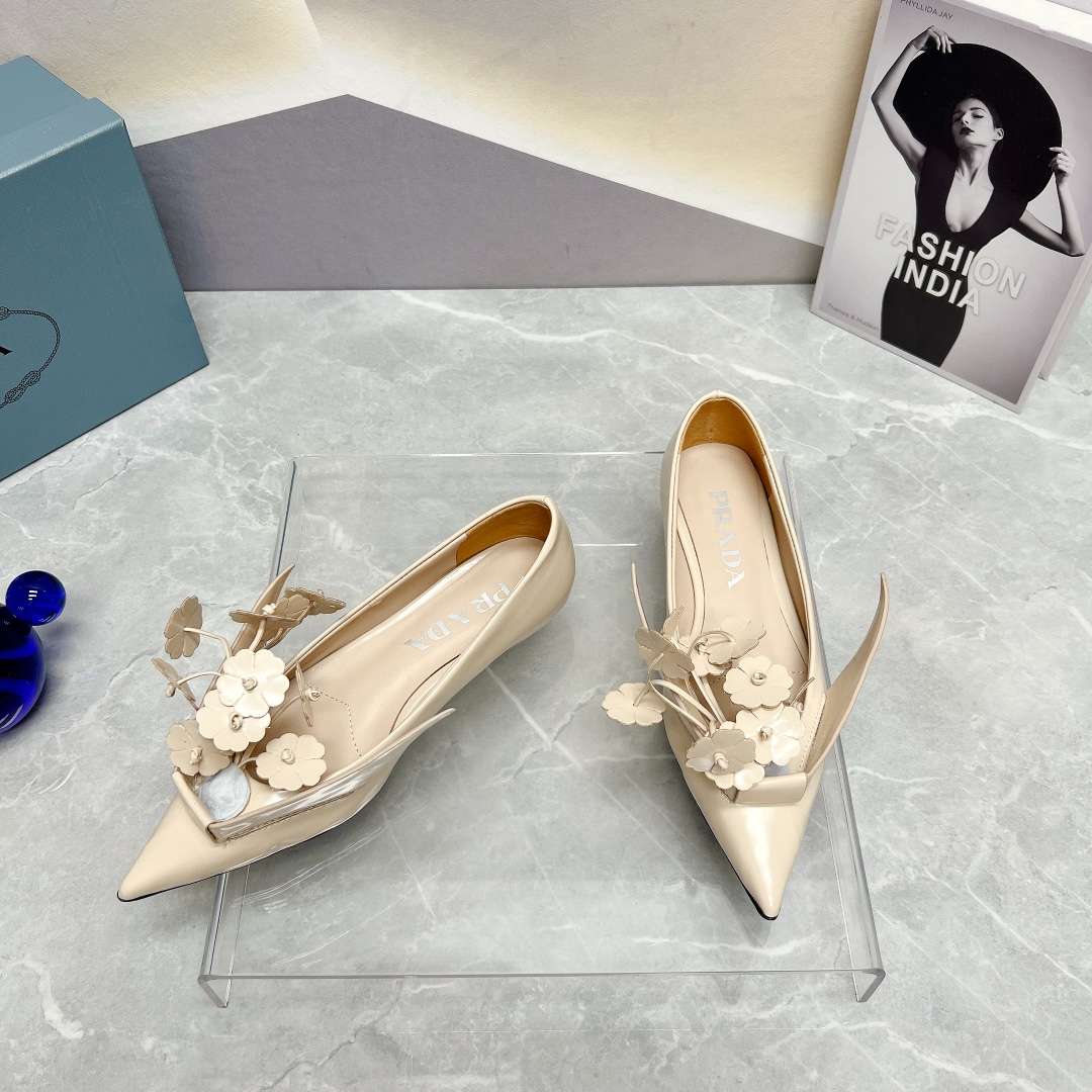 Prada Brushed Pumps Cream For Women