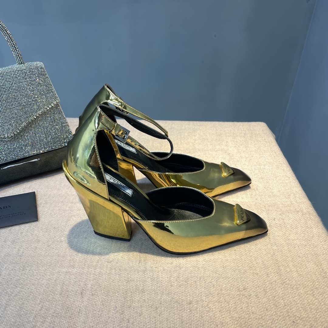 Prada Brushed Pumps Gold Tone For Women 3.7 in/ 9.5cm 1I982M_055_F0522_F_A095