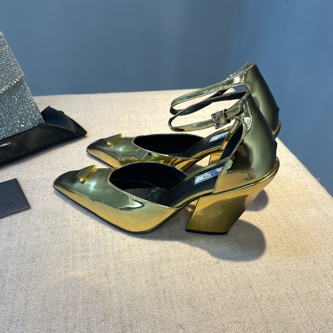 Prada Brushed Pumps Gold Tone For Women 3.7 in/ 9.5cm 1I982M_055_F0522_F_A095