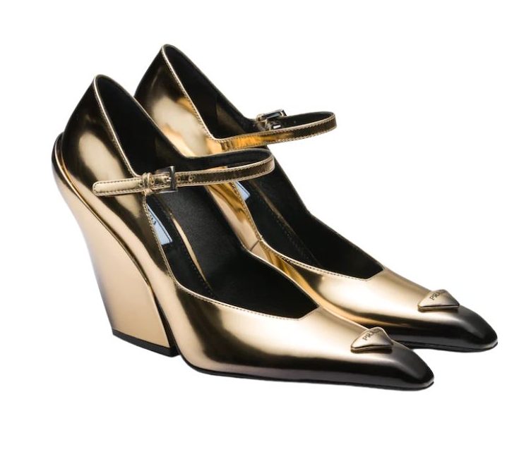 Prada Brushed Pumps Gold Tone For Women 3.7 in/ 9.5cm 1I982M_055_F0522_F_A095