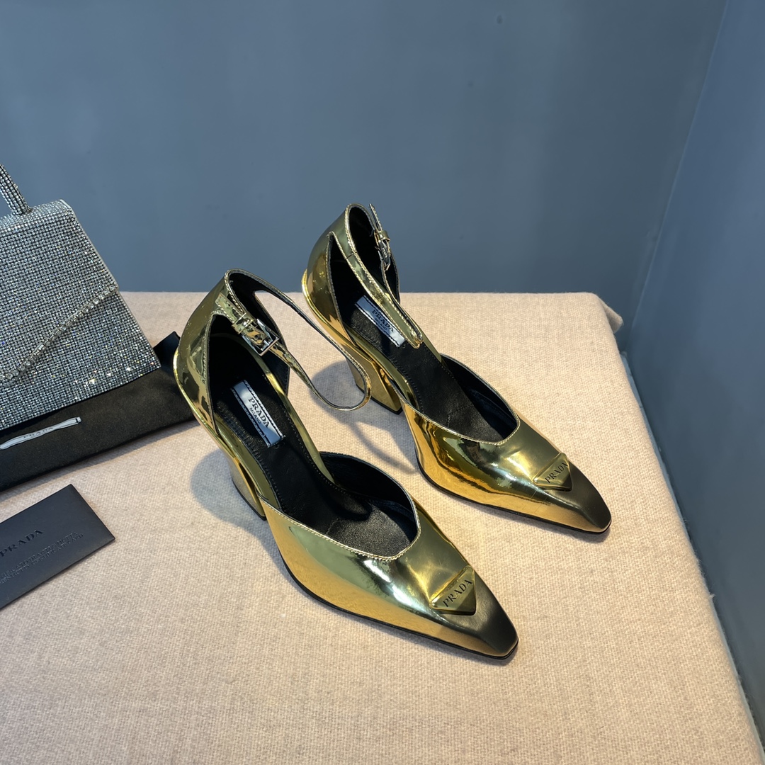 Prada Brushed Pumps Gold Tone For Women 3.7 in/ 9.5cm 1I982M_055_F0522_F_A095