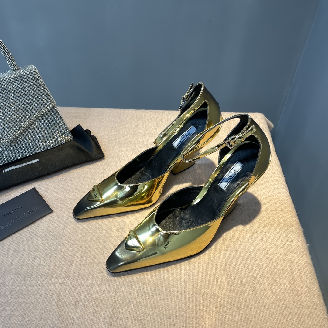 Prada Brushed Pumps Gold Tone For Women 3.7 in/ 9.5cm 1I982M_055_F0522_F_A095