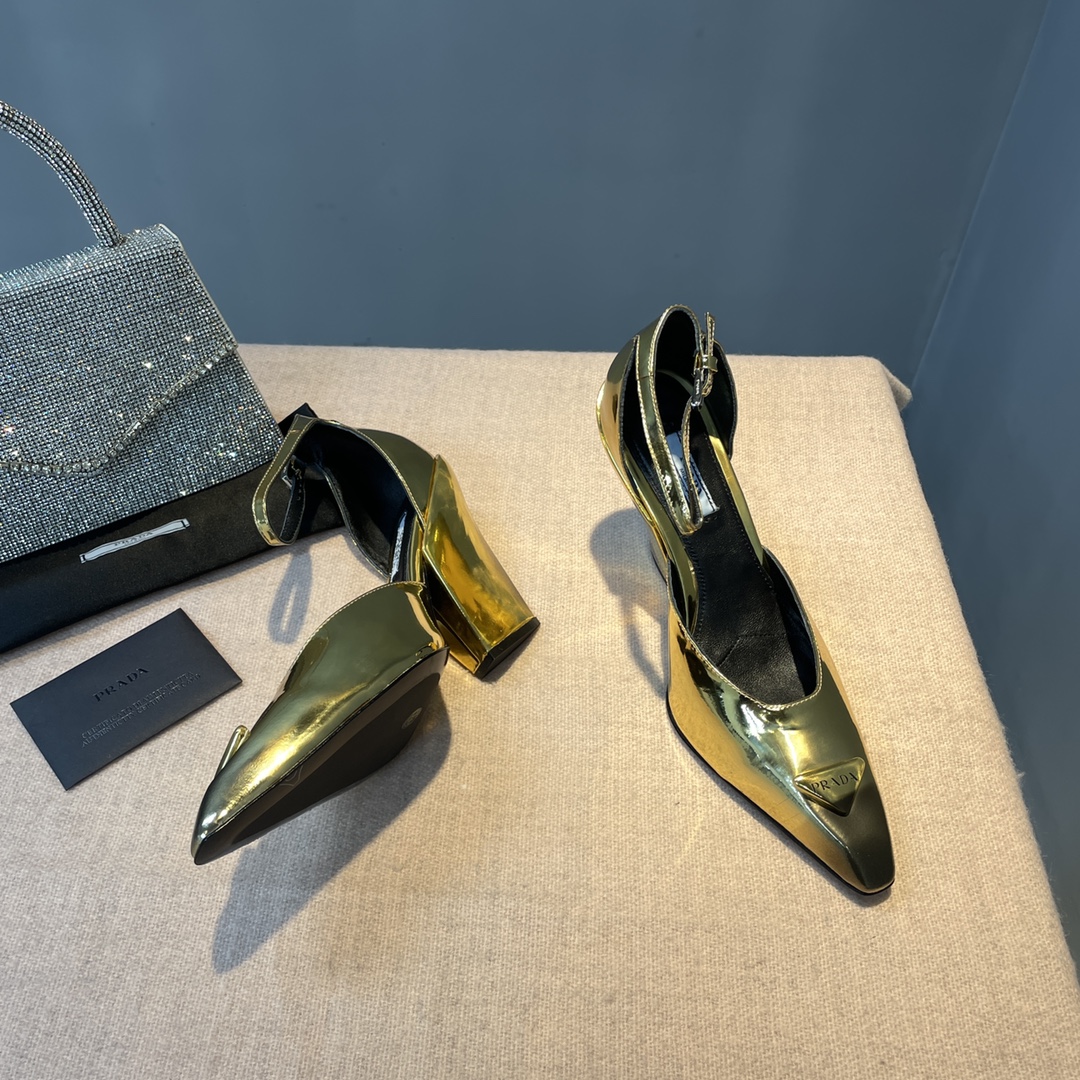 Prada Brushed Pumps Gold Tone For Women 3.7 in/ 9.5cm 1I982M_055_F0522_F_A095