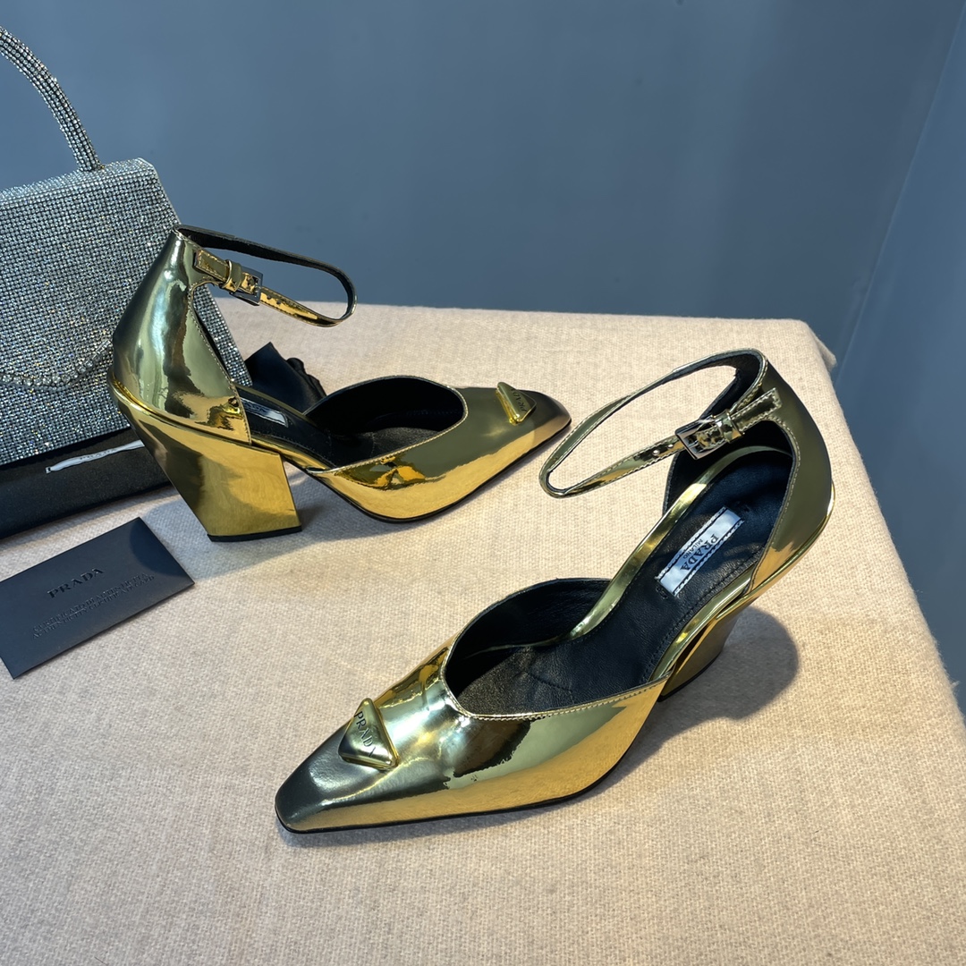Prada Brushed Pumps Gold Tone For Women 3.7 in/ 9.5cm 1I982M_055_F0522_F_A095