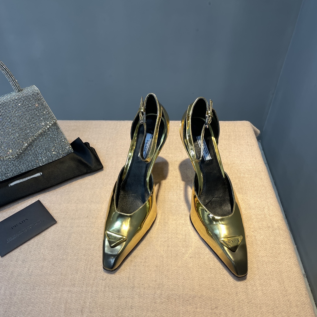 Prada Brushed Pumps Gold Tone For Women 3.7 in/ 9.5cm 1I982M_055_F0522_F_A095