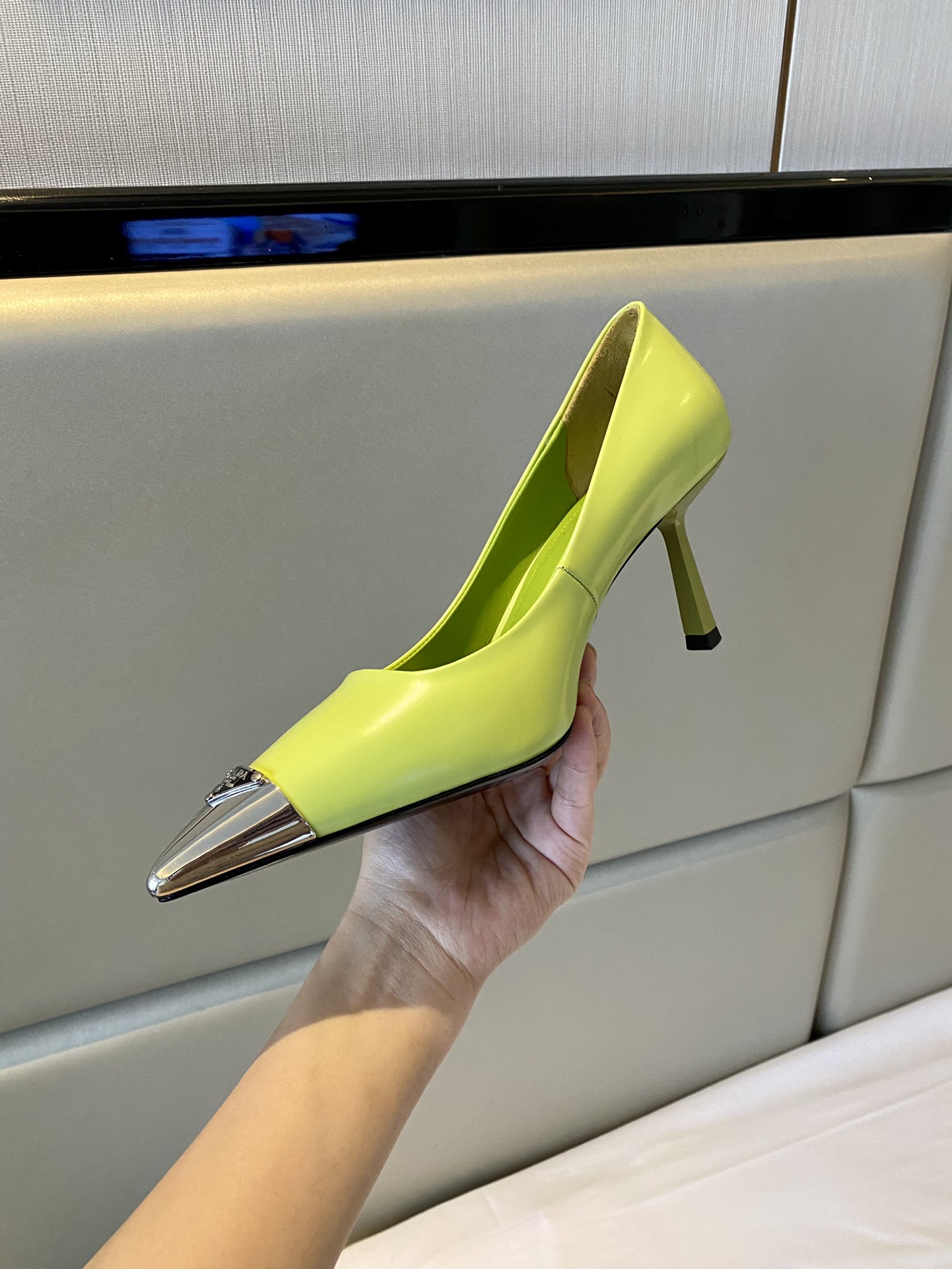 Prada Brushed Pumps Green For Women 2.9in/75mm PRD