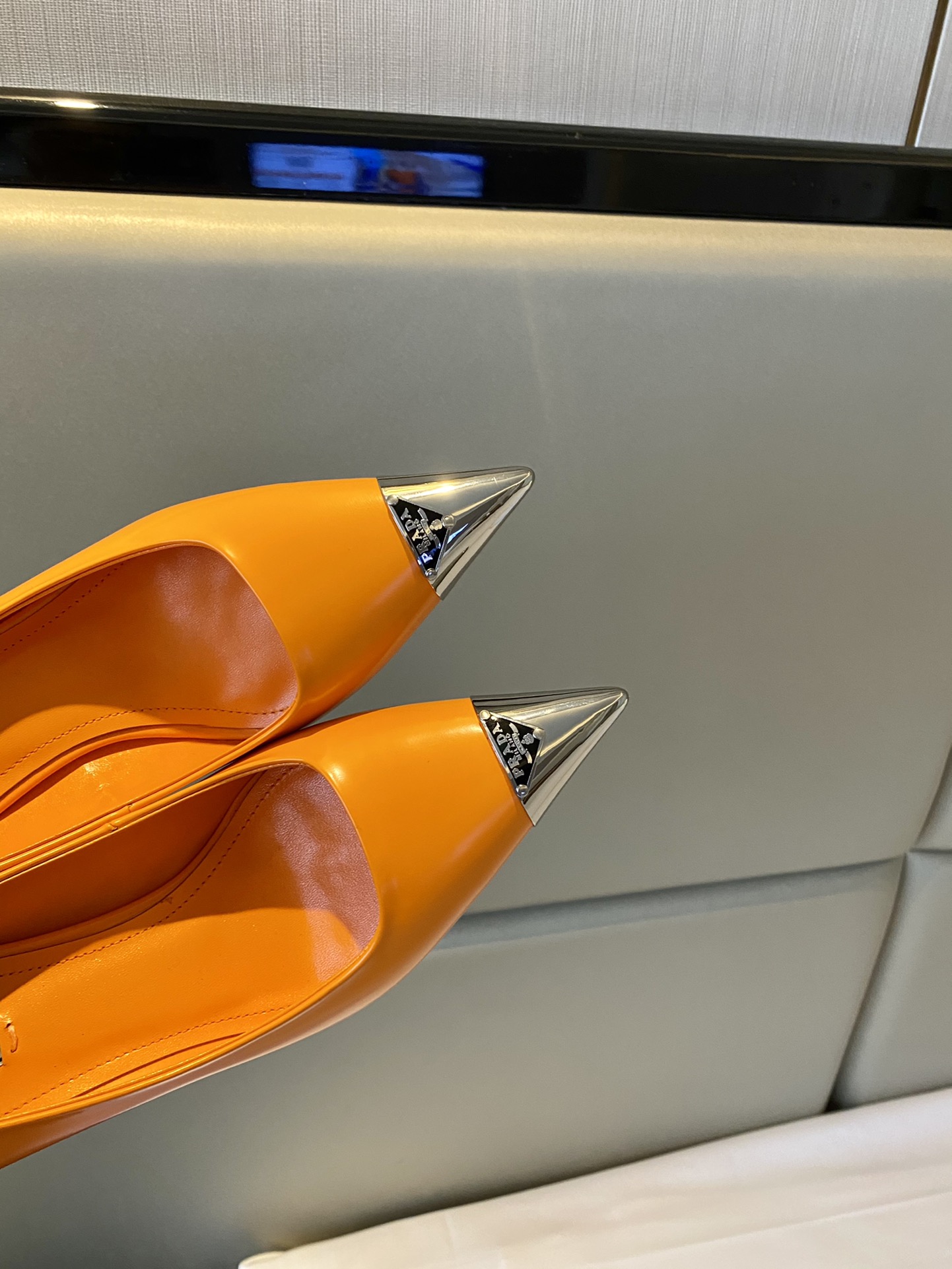 Prada Brushed Pumps Orange For Women 2.9in/75mm PRD