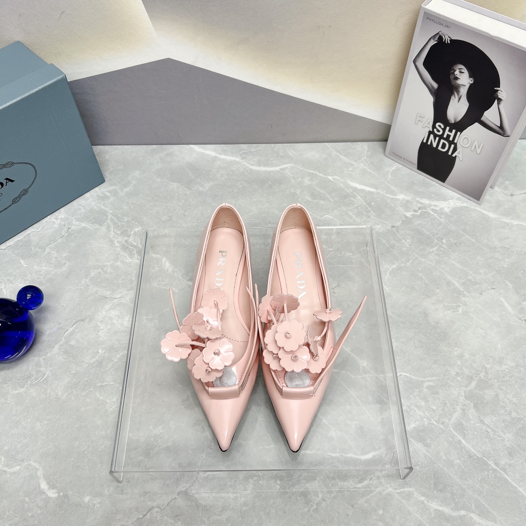 Prada Brushed Pumps Pink For Women