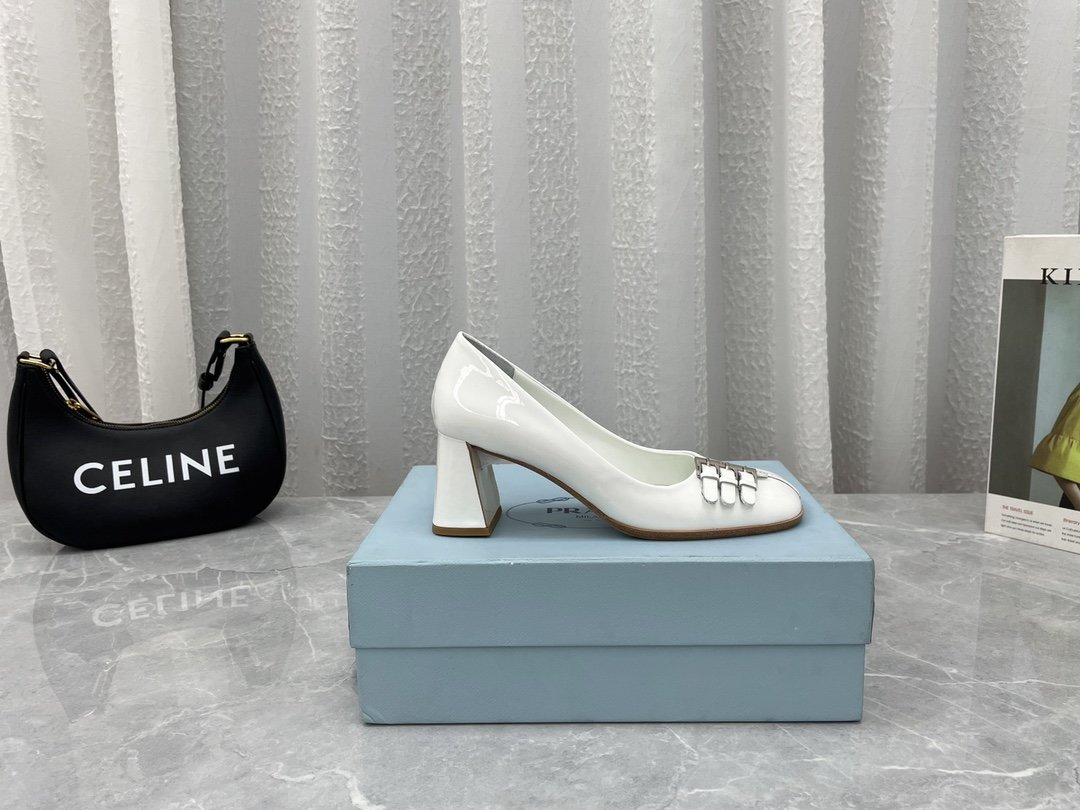 Prada Brushed Pumps White For Women 2.5in/65mm PRD