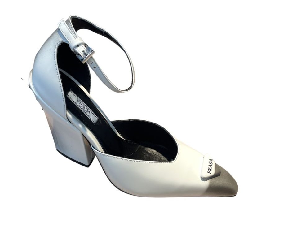 Prada Brushed Pumps White For Women 3.7 in/ 9.5cm