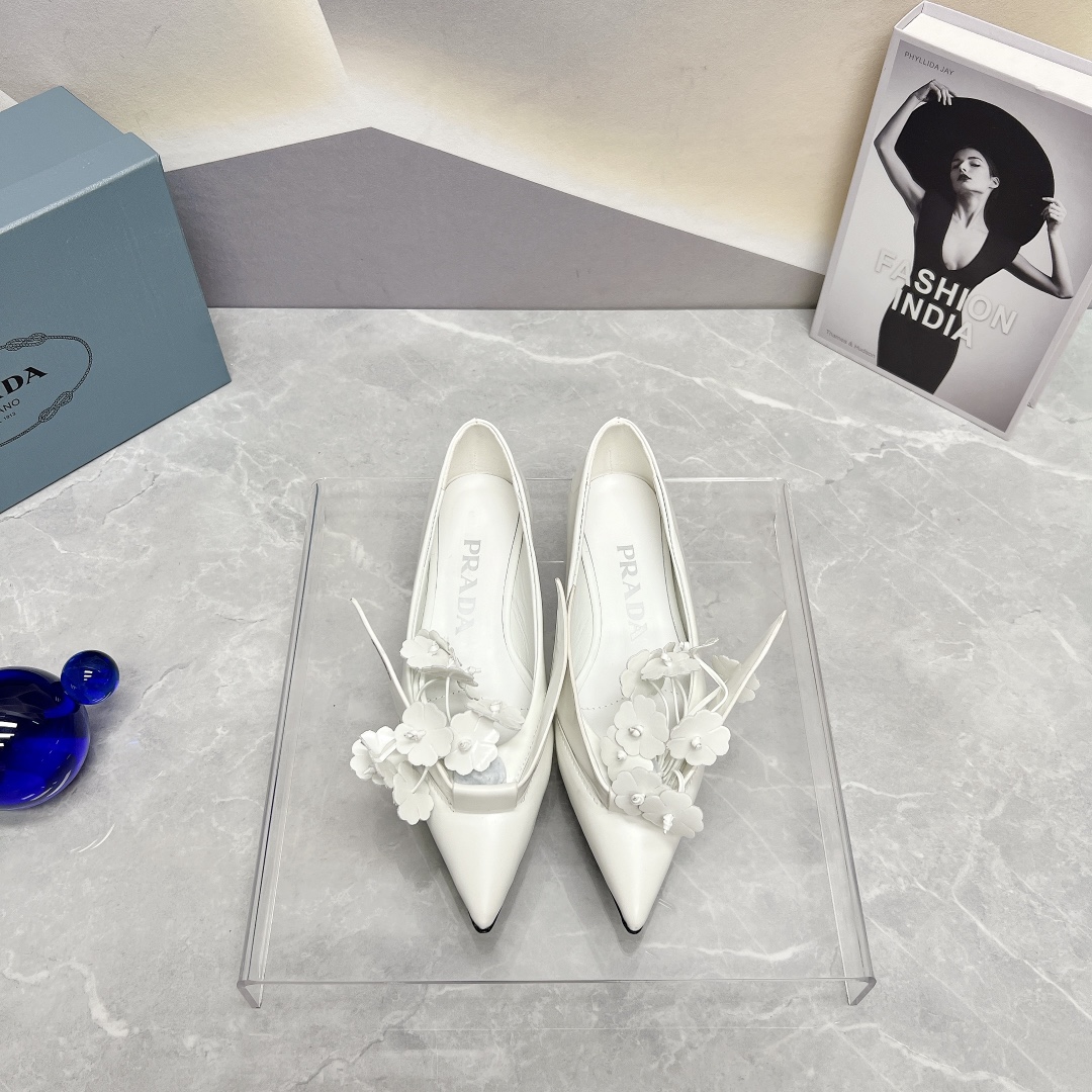 Prada Brushed Pumps White For Women