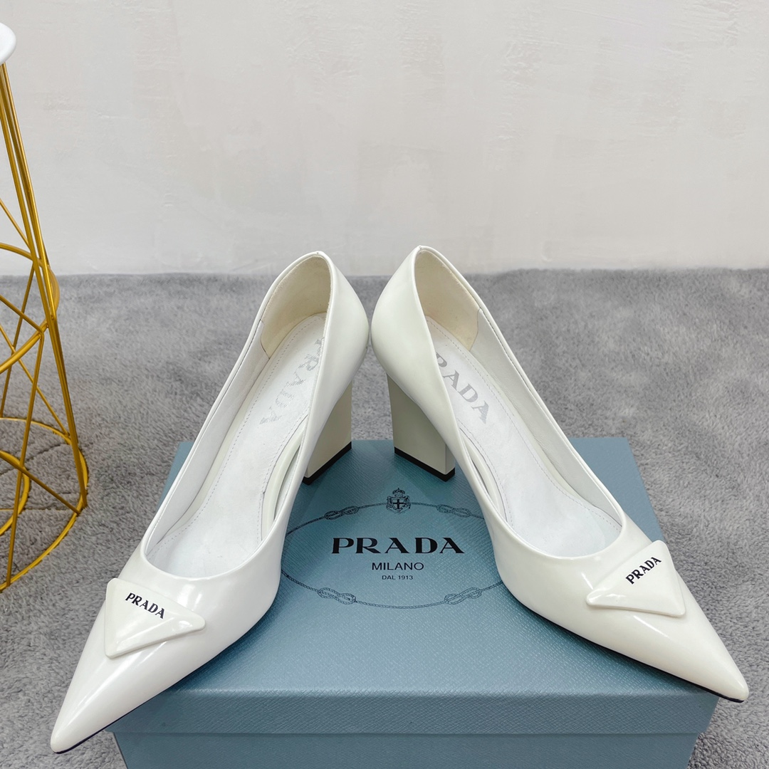 Prada Brushed Pumps White For Women PRD