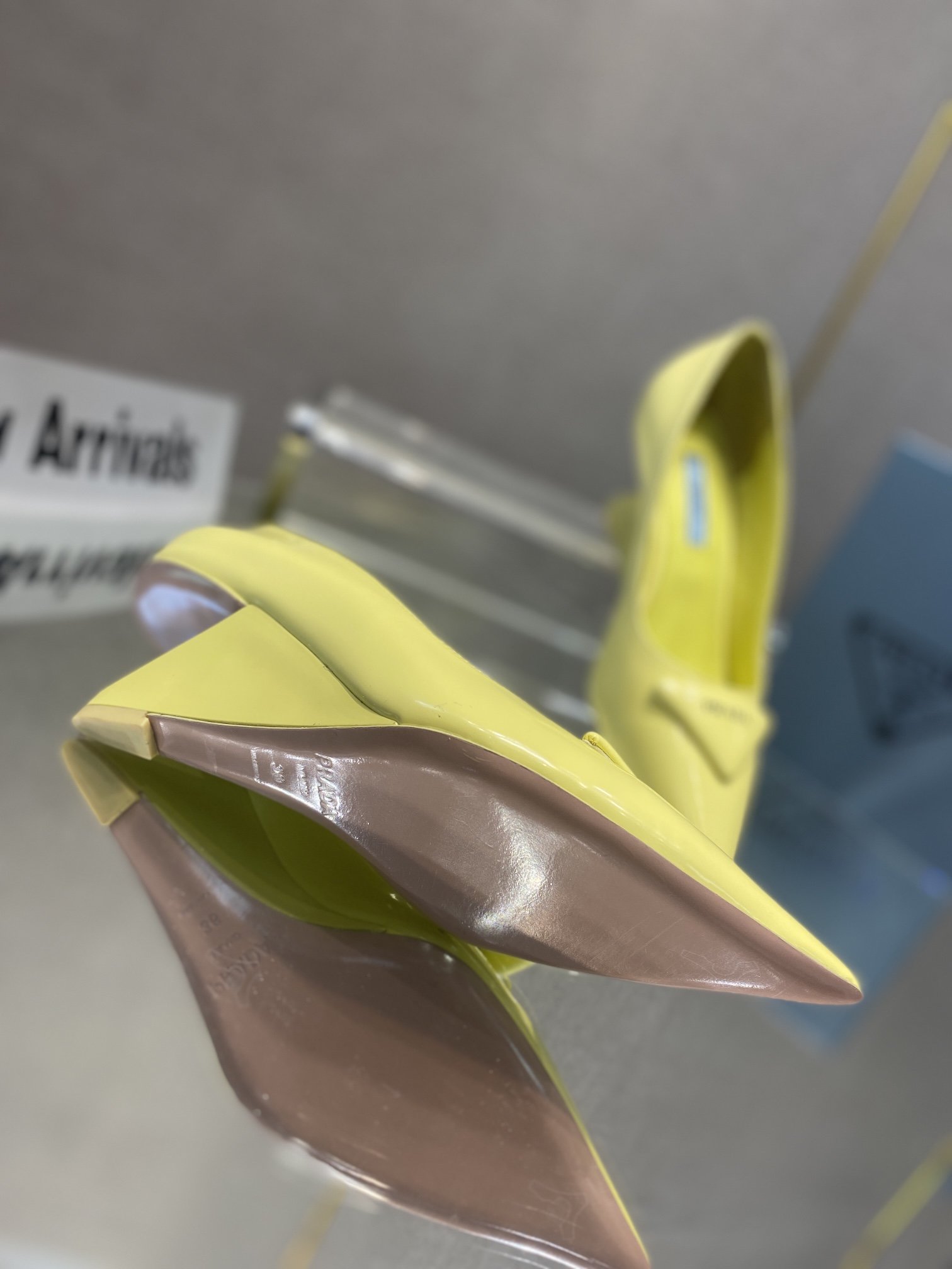 Prada Brushed Pumps Yellow For Women 2.6in/65mm PRD