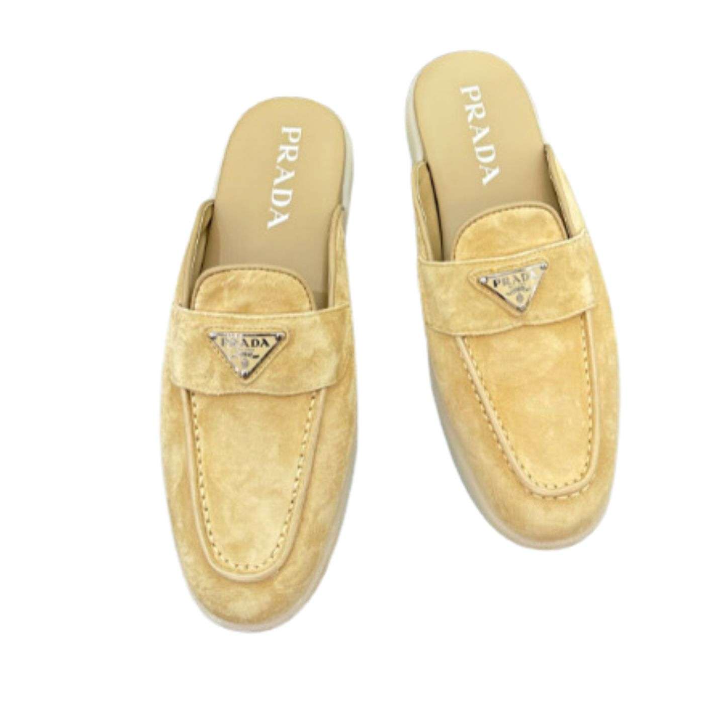 Prada Brushed Sabots Beige For Women