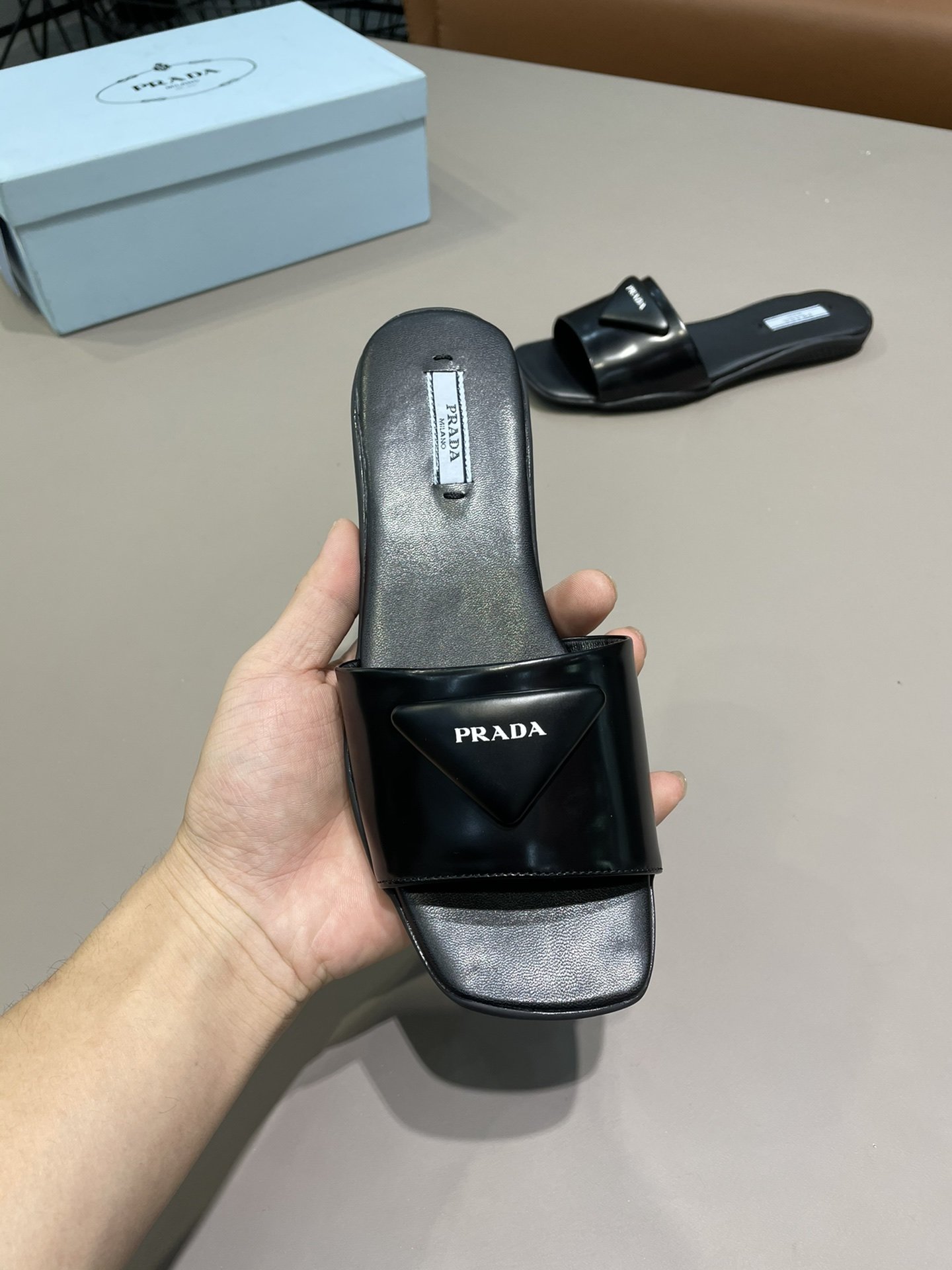 Prada Brushed Slides Black For Women PRD