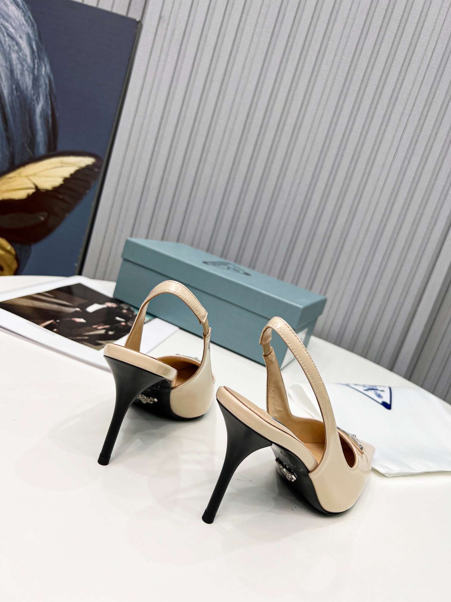 Prada Brushed Sling Pumps Cream For Women