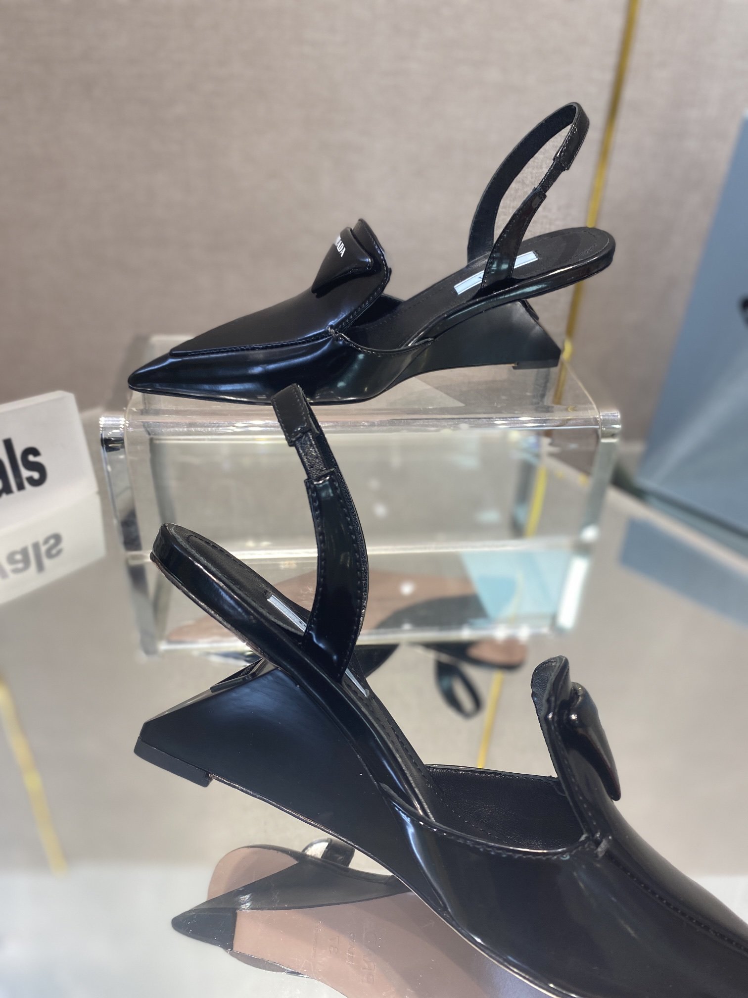 Prada Brushed Slingback Pumps Black For Women 2.6in/65mm PRD 1I885M_055_F0002_F_A065
