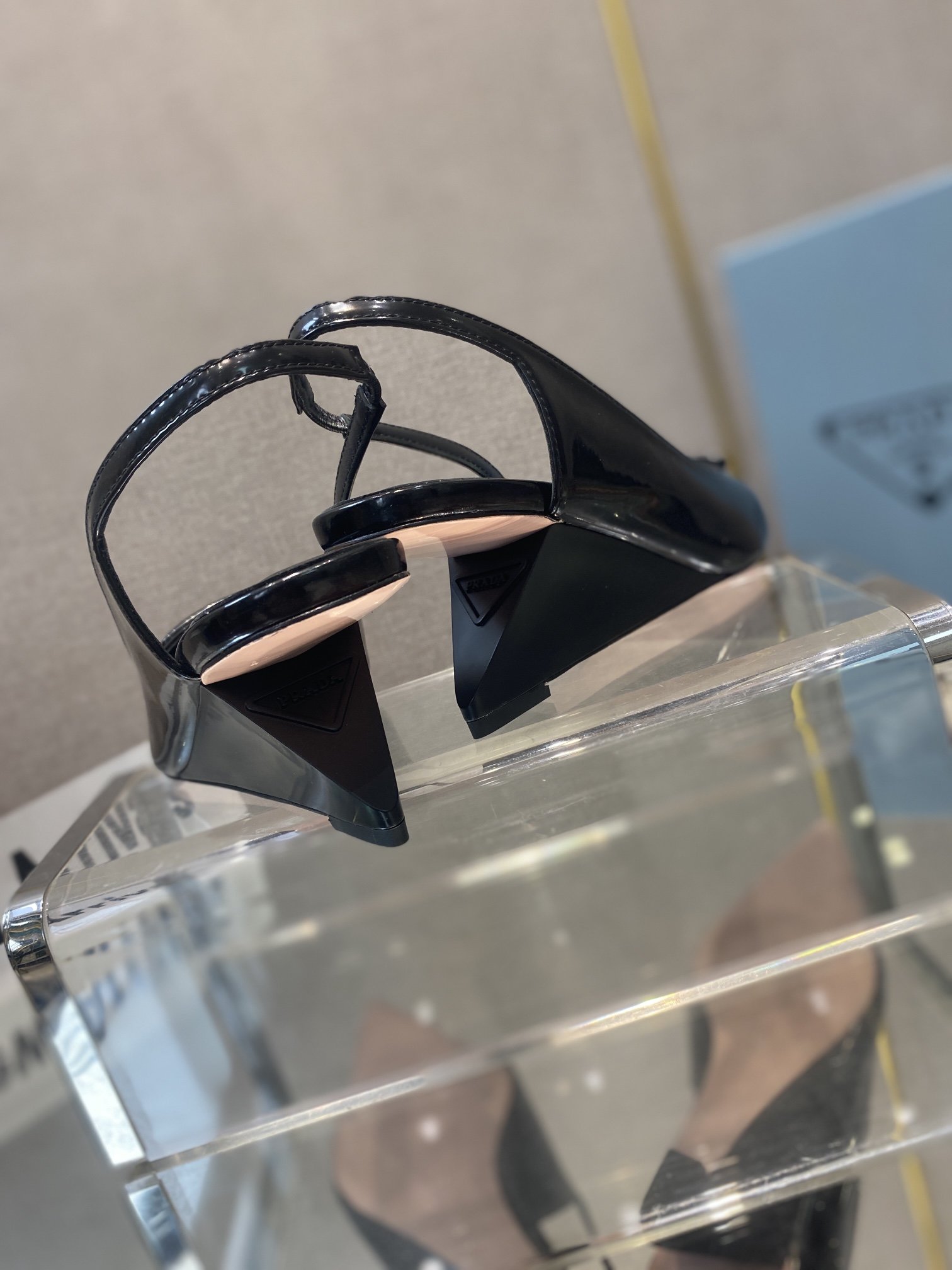 Prada Brushed Slingback Pumps Black For Women 2.6in/65mm PRD 1I885M_055_F0002_F_A065