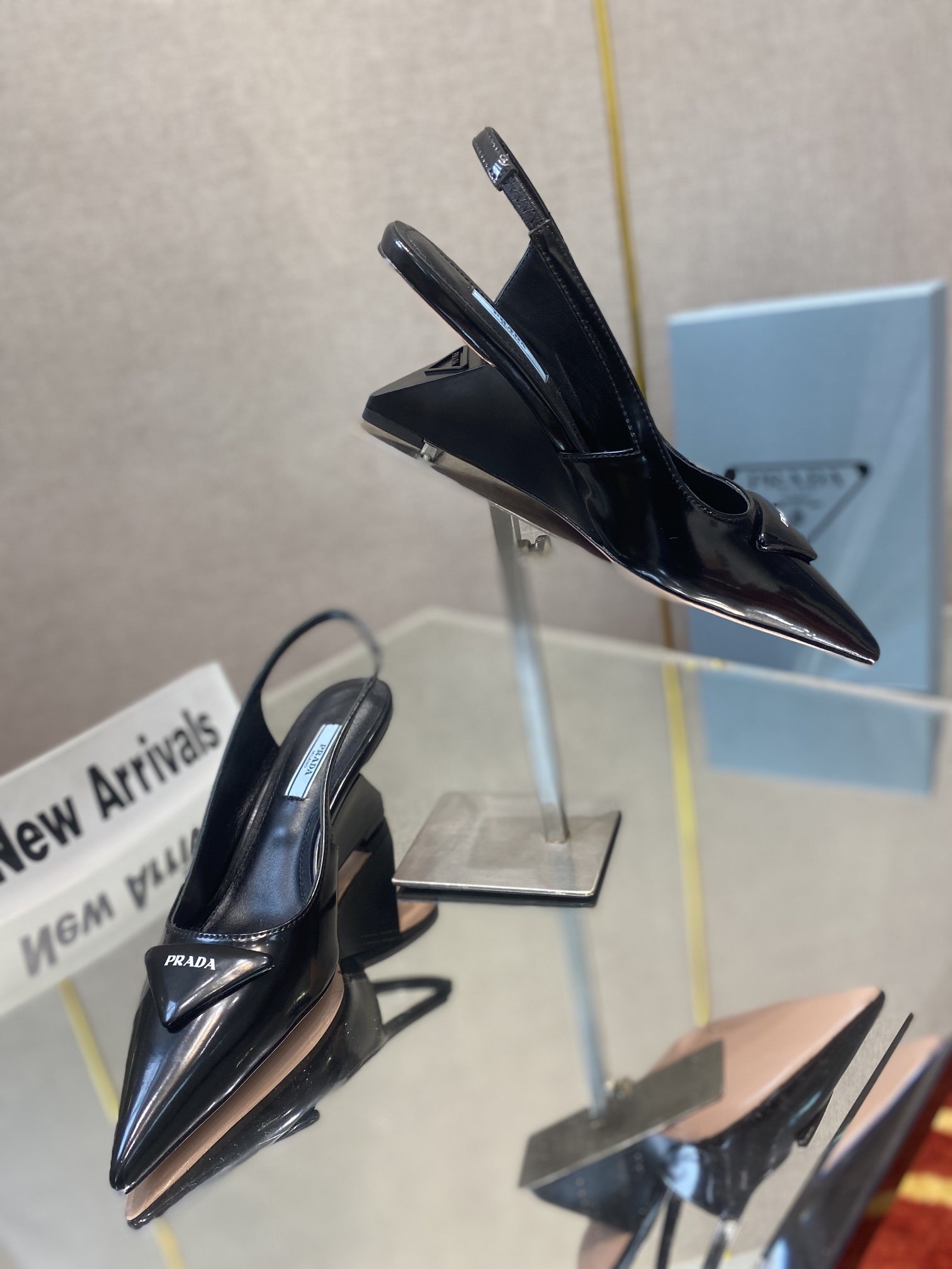 Prada Brushed Slingback Pumps Black For Women 2.6in/65mm PRD 1I885M_055_F0002_F_A065