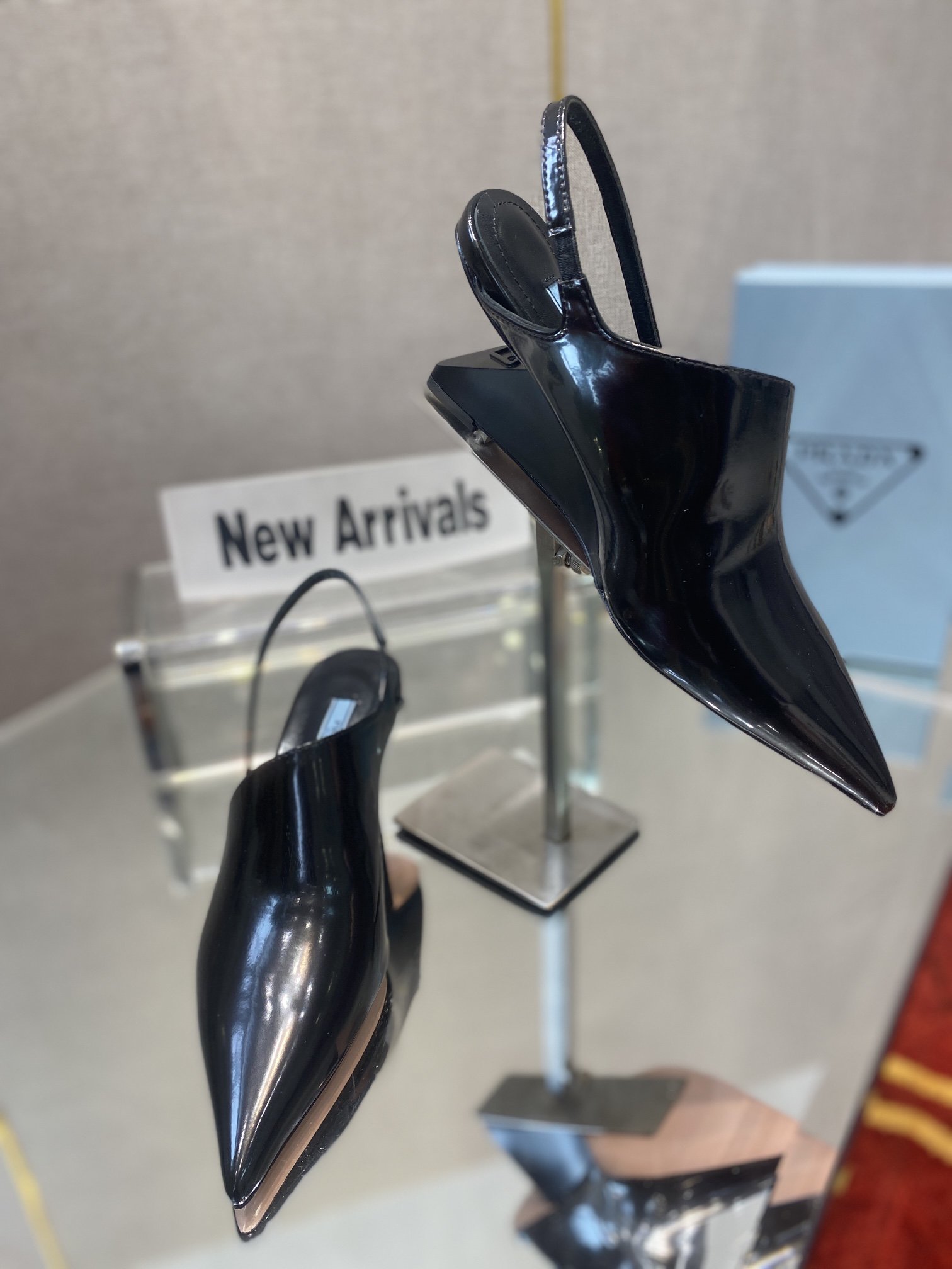 Prada Brushed Slingback Pumps Black For Women 2.6in/65mm PRD 1I886M_055_F0002_F_A065