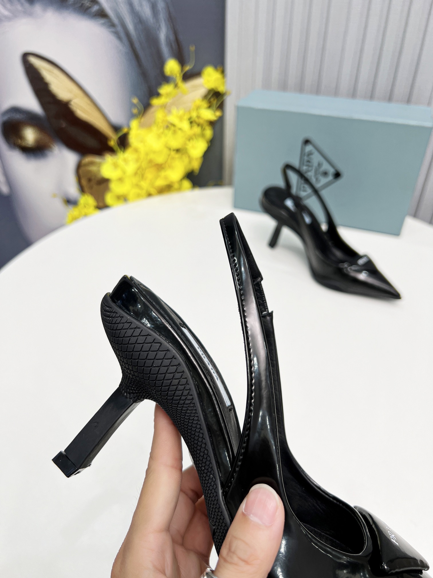 Prada Brushed Slingback Pumps Black For Women PRD 1I565M_055_F0002_F_B090