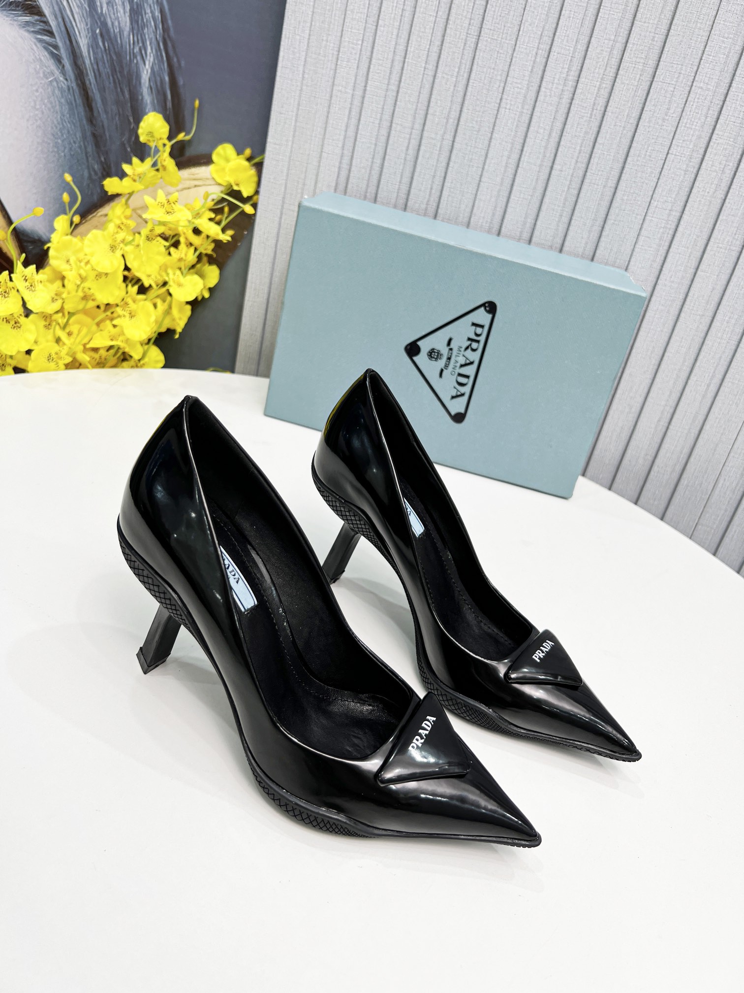 Prada Brushed Slingback Pumps Black For Women PRD
