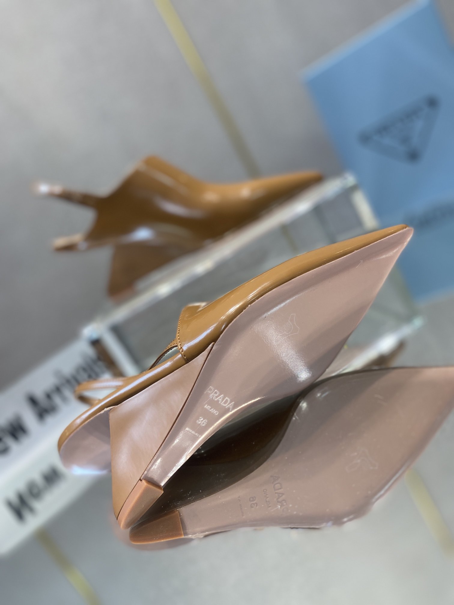 Prada Brushed Slingback Pumps Brown For Women 2.6in/65mm PRD