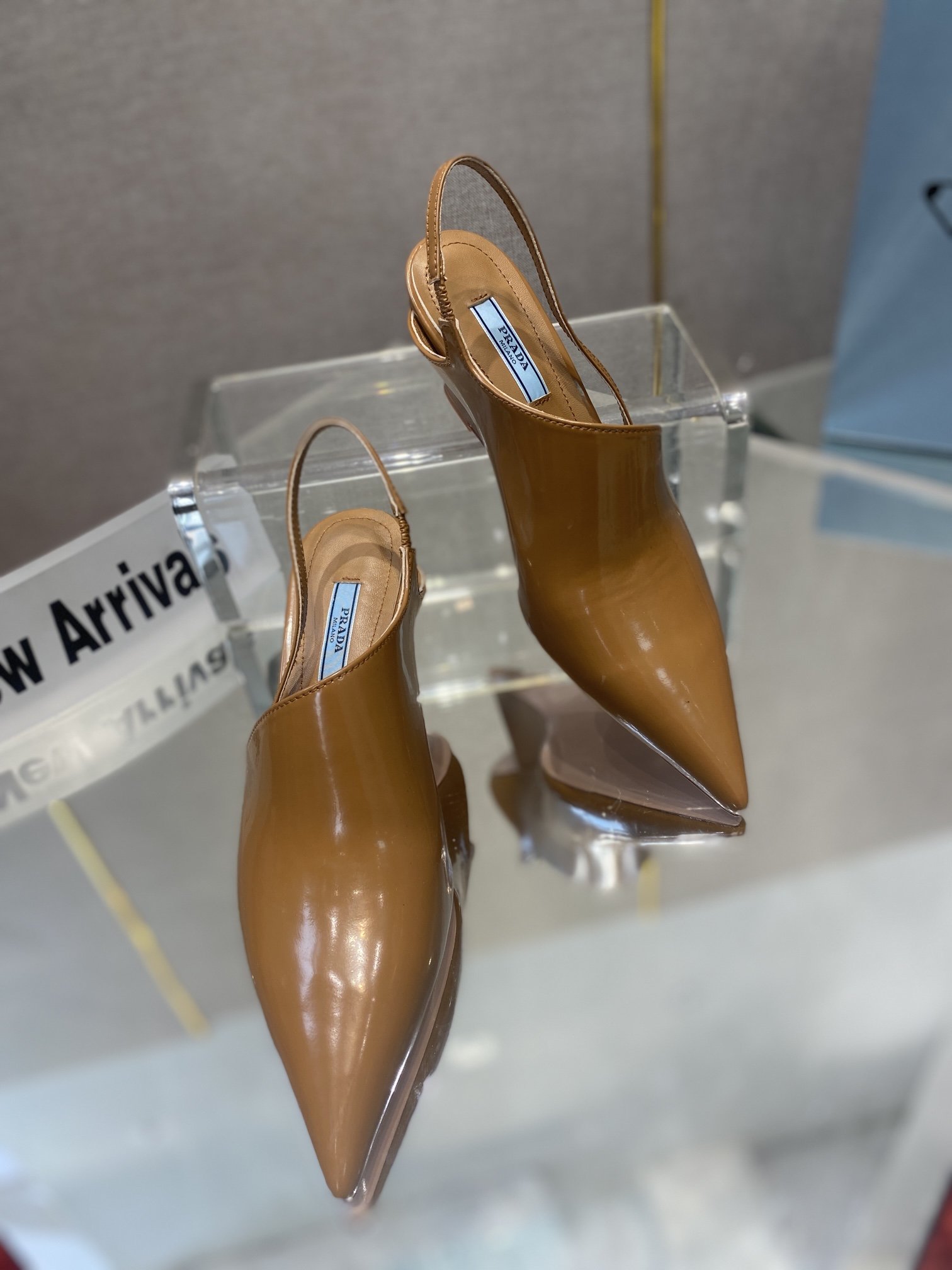 Prada Brushed Slingback Pumps Brown For Women 2.6in/65mm PRD