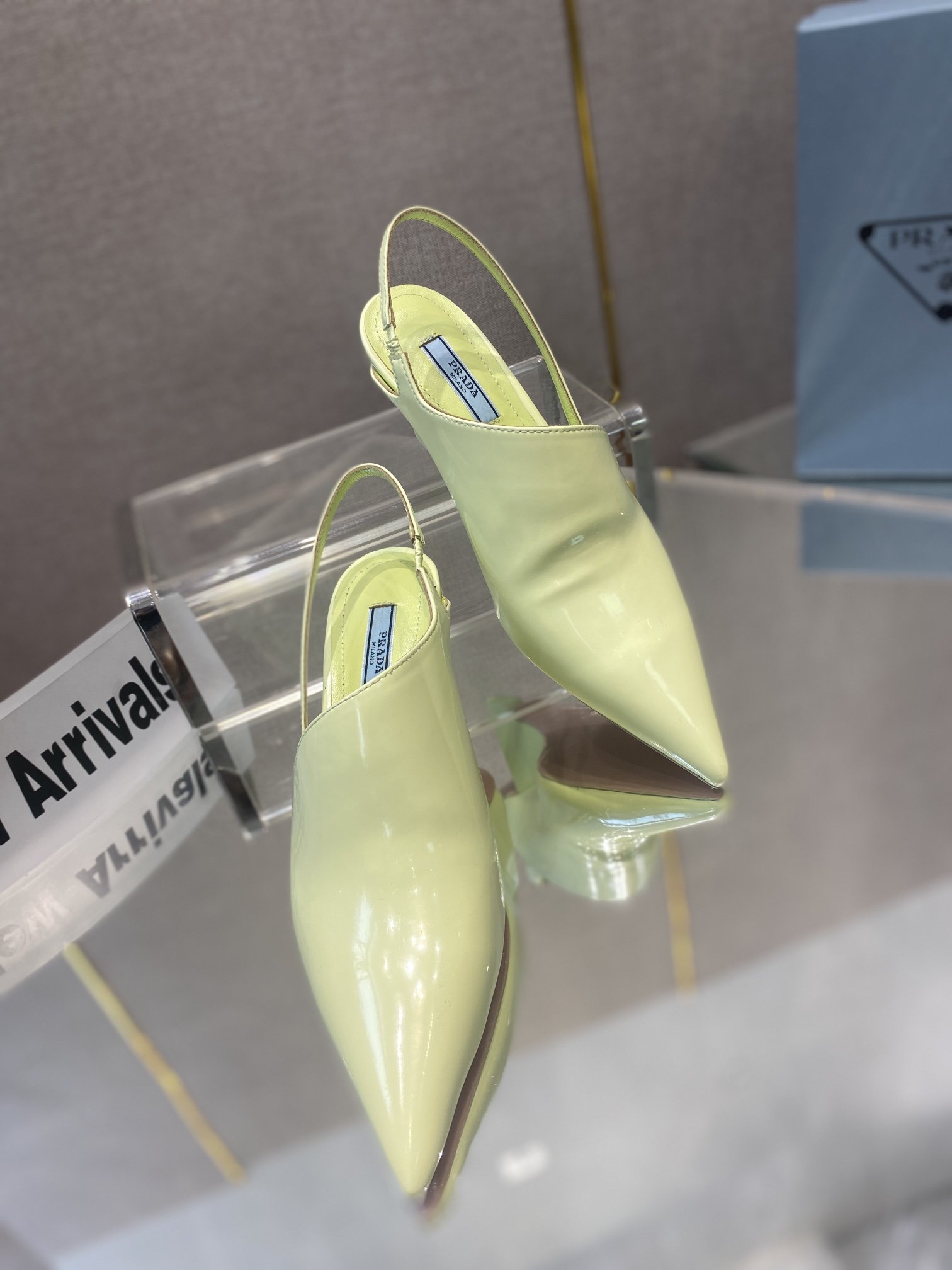 Prada Brushed Slingback Pumps Green For Women 2.6in/65mm PRD 1I886MFA065055