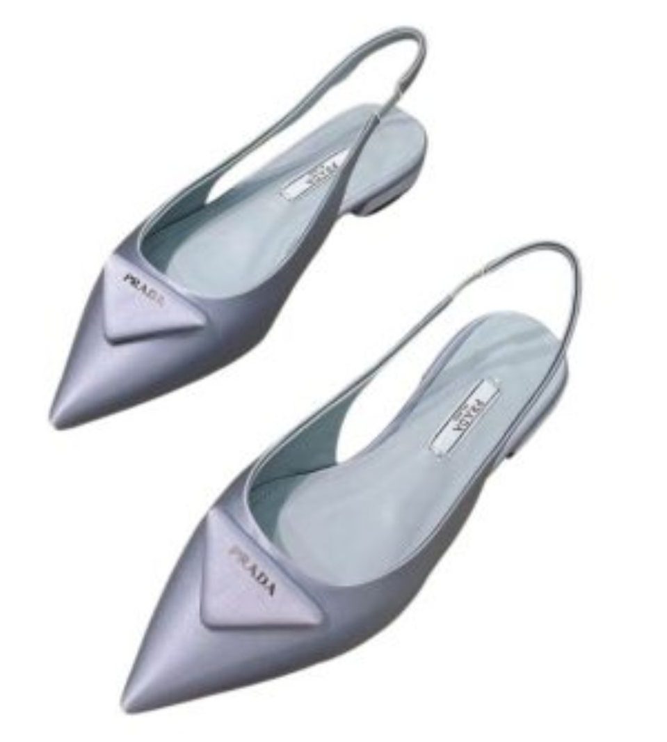 Prada Brushed Slingback Pumps Light Blue For Women 0.4 in/ 1cm