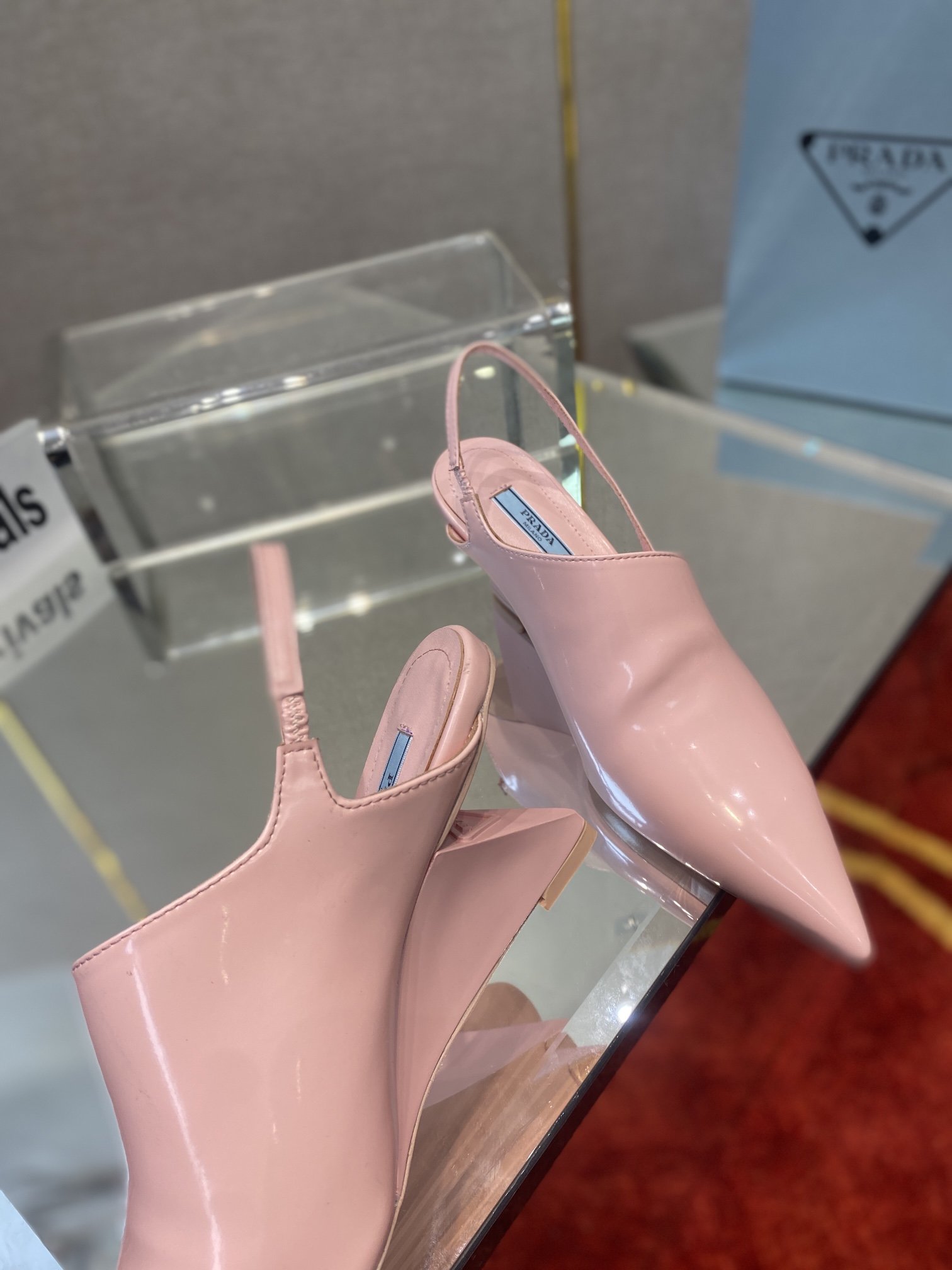 Prada Brushed Slingback Pumps Pink For Women 2.6in/65mm PRD