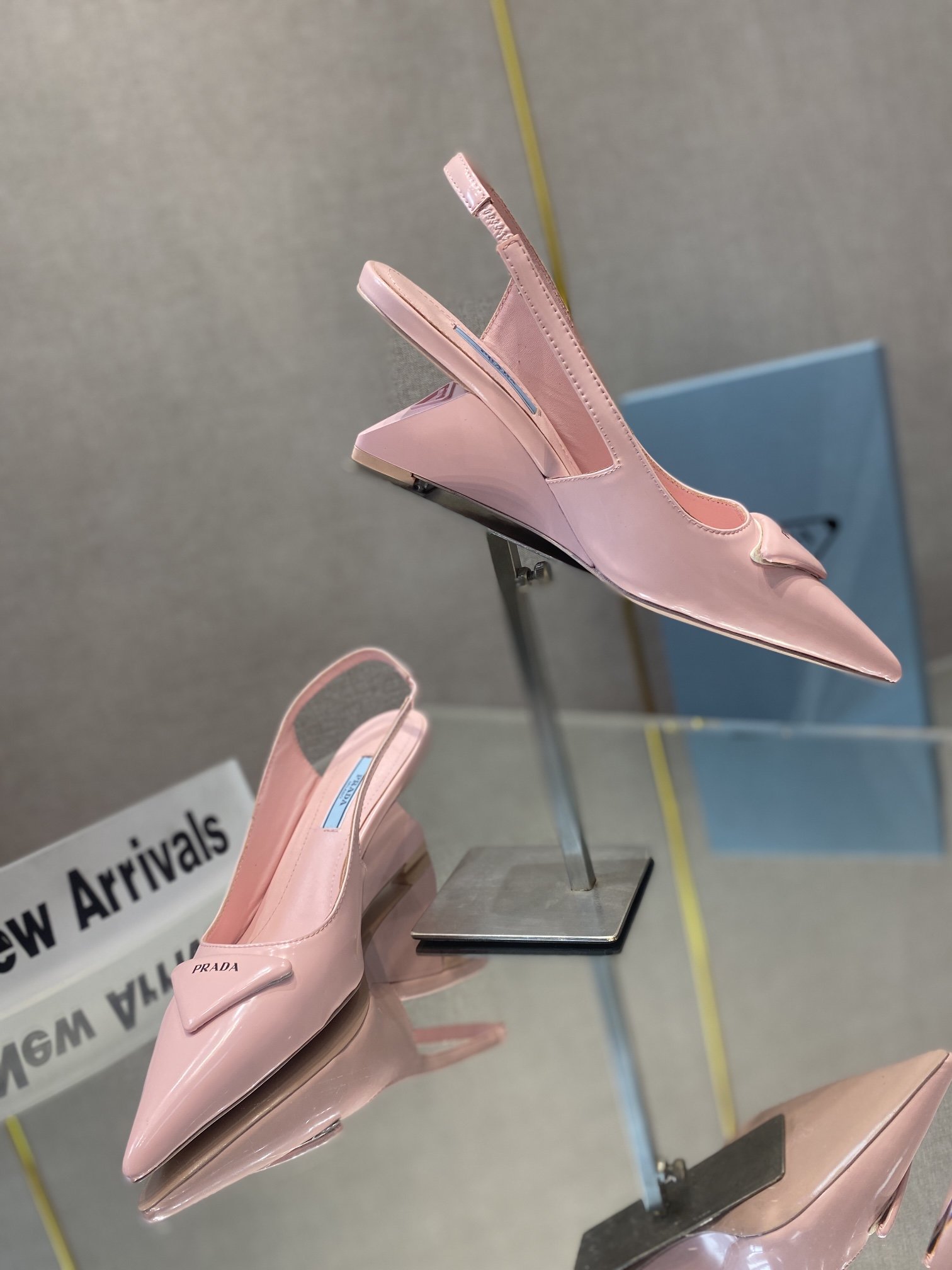 Prada Brushed Slingback Pumps Pink For Women 2.6in/65mm PRD