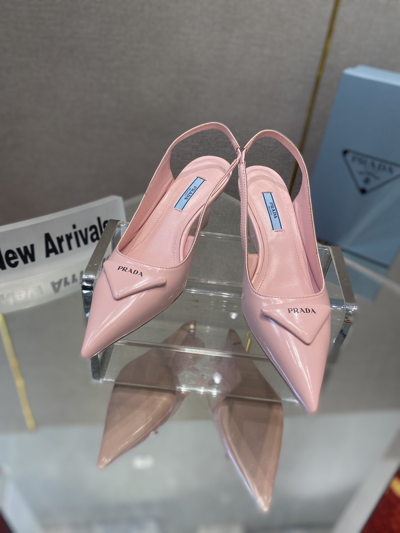 Prada Brushed Slingback Pumps Pink For Women 2.6in/65mm PRD