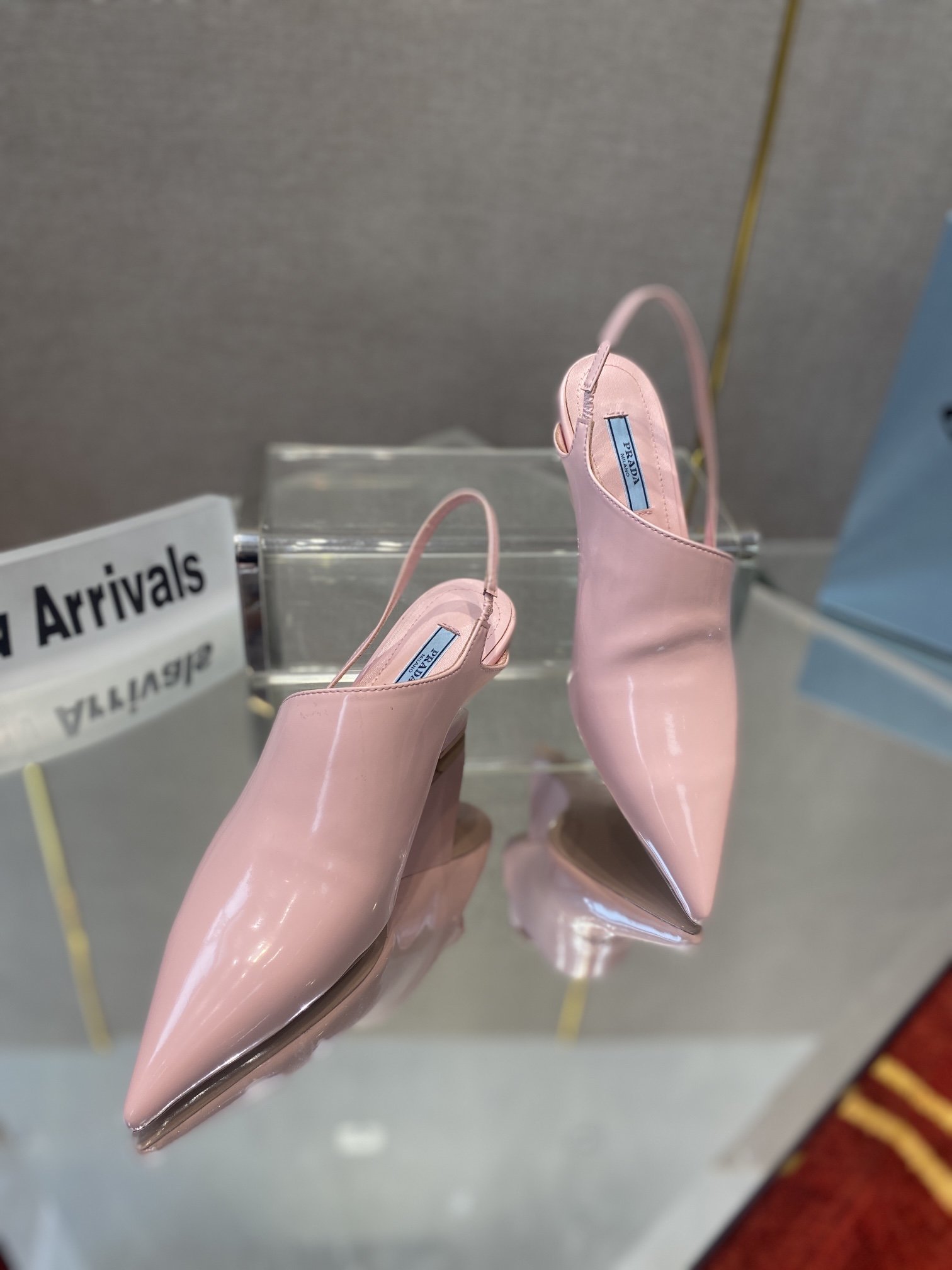 Prada Brushed Slingback Pumps Pink For Women 2.6in/65mm PRD