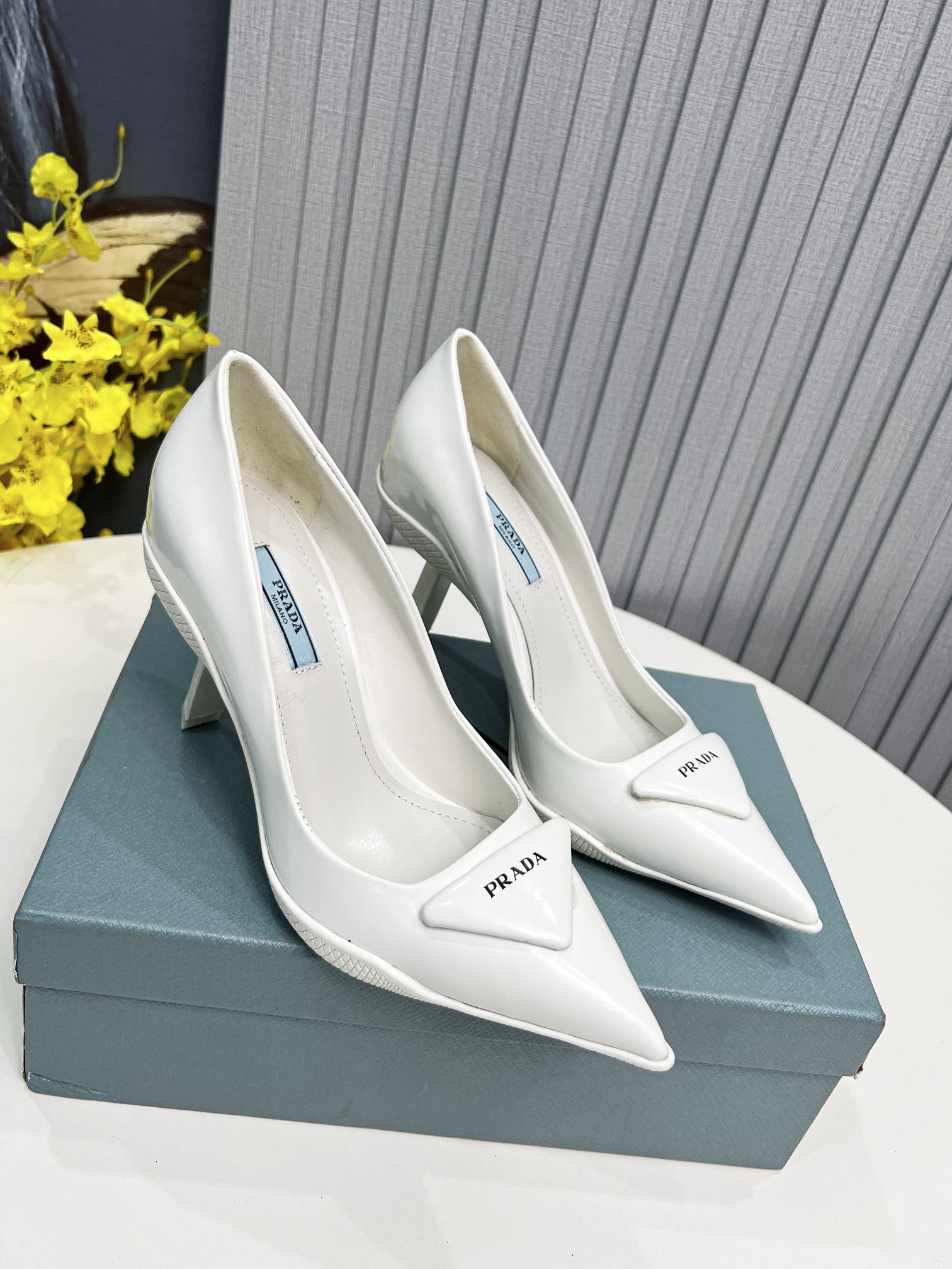 Prada Brushed Slingback Pumps White For Women PRD